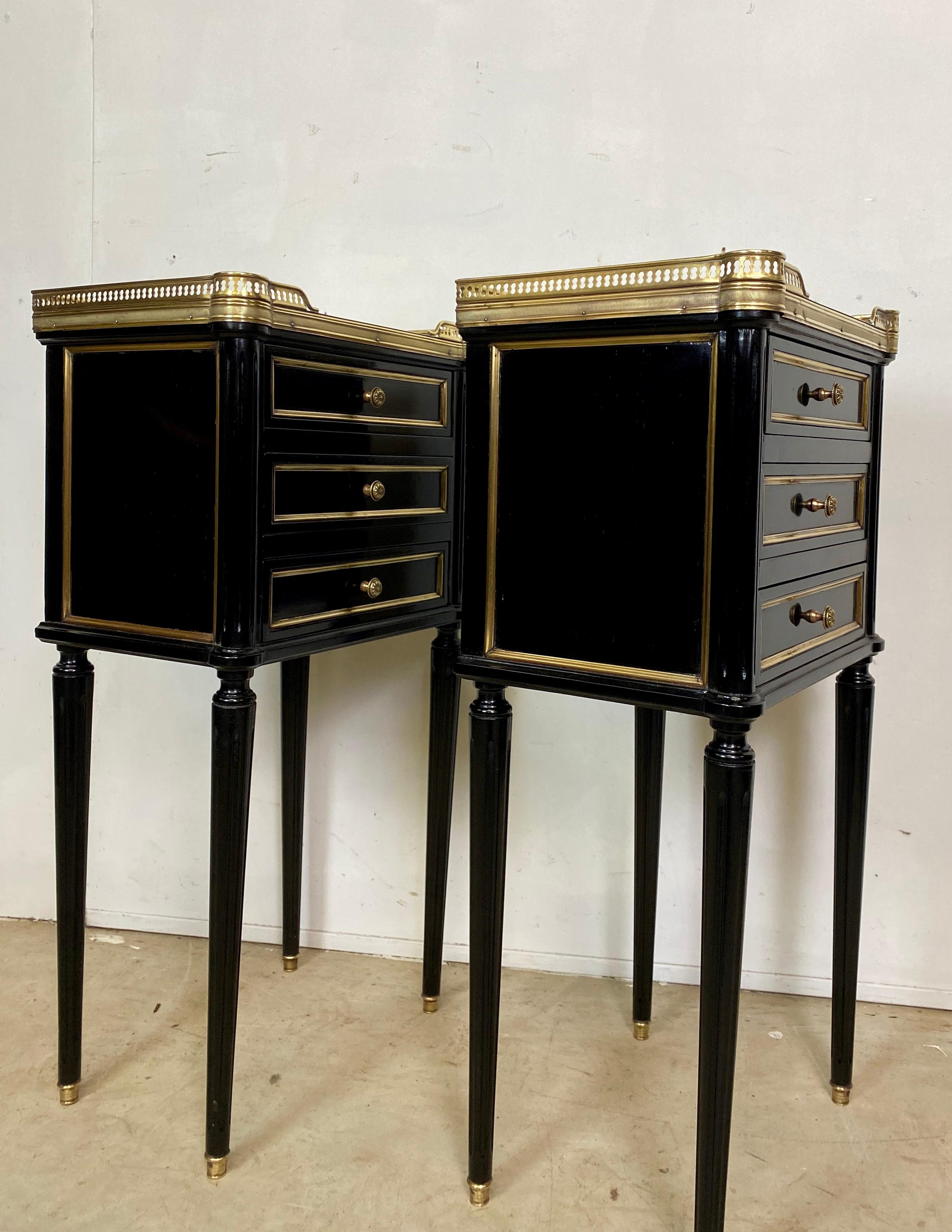 Pair of French Empire Ebonized Nightstands 5
