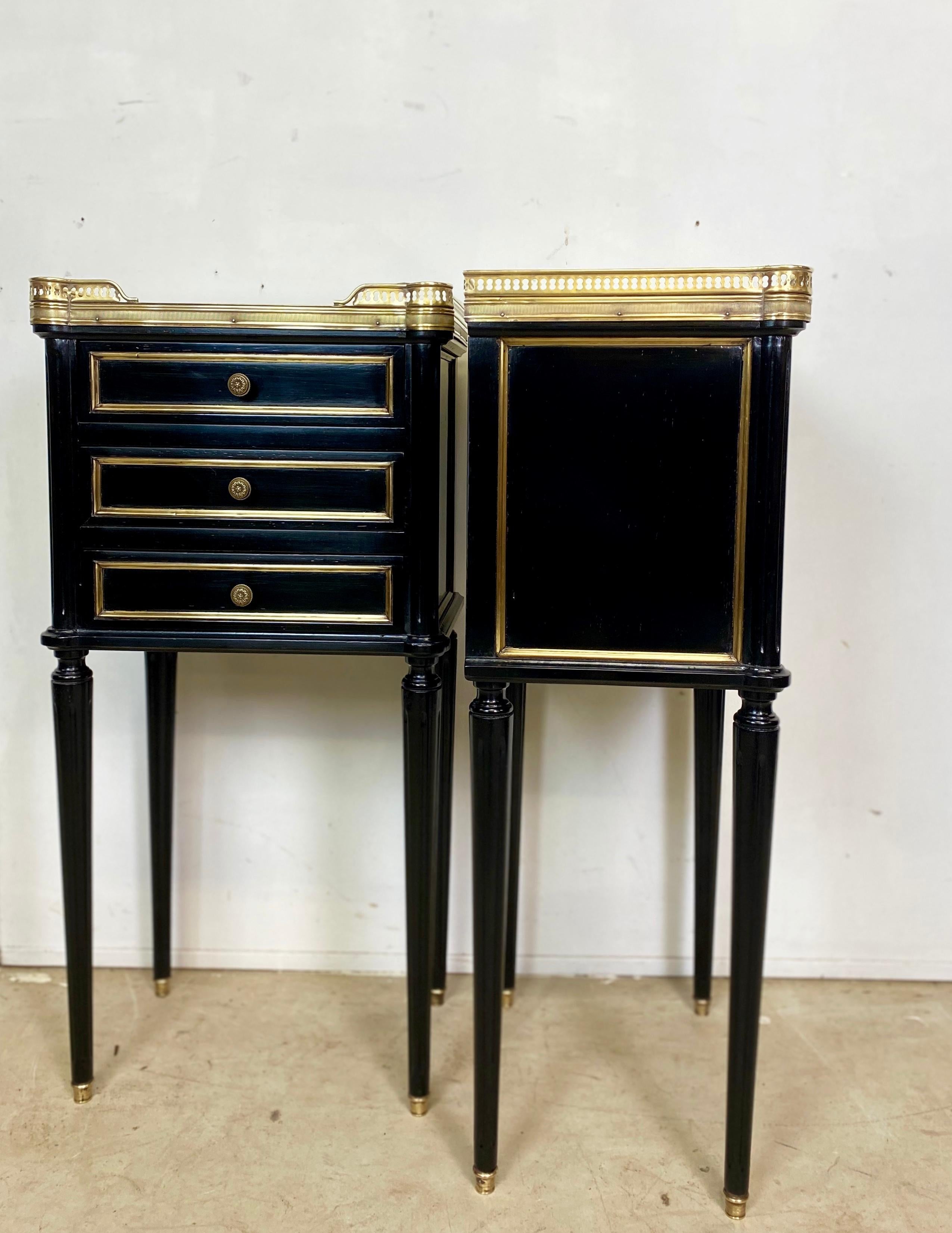 Pair of French Empire Ebonized Nightstands 6