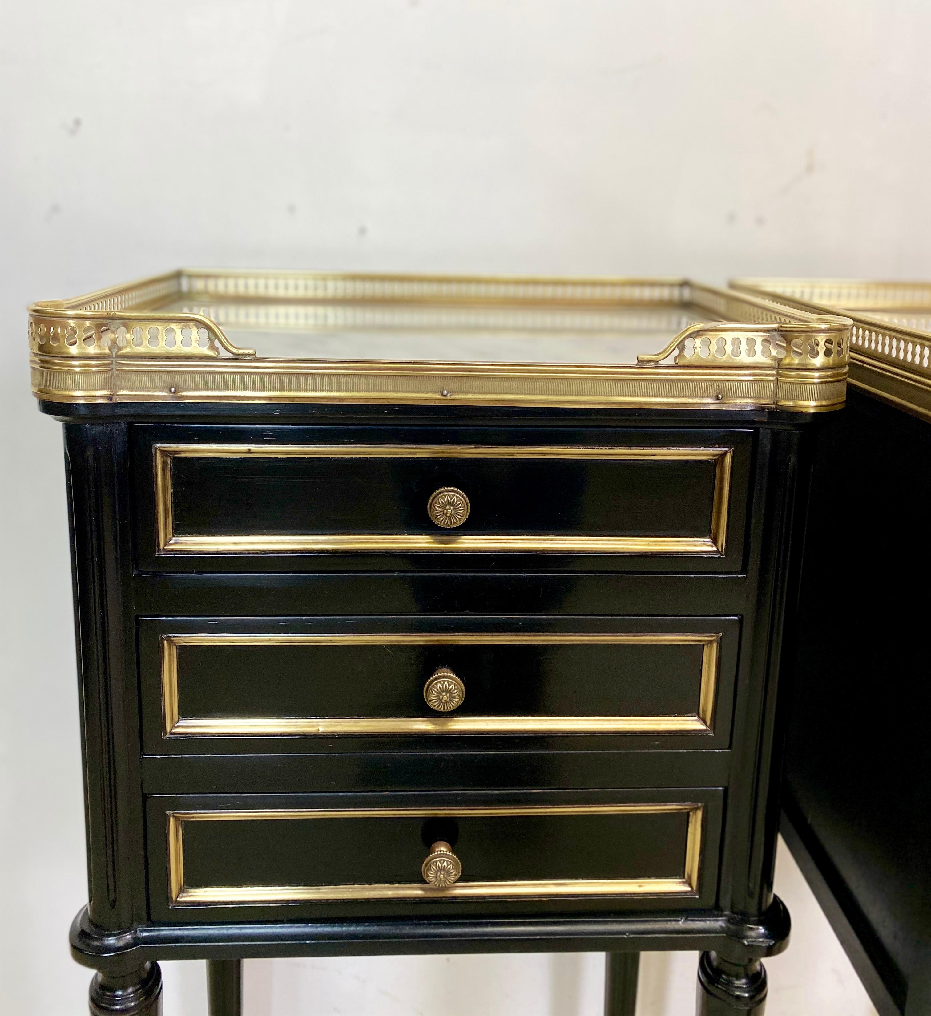 Pair of French Empire Ebonized Nightstands 7