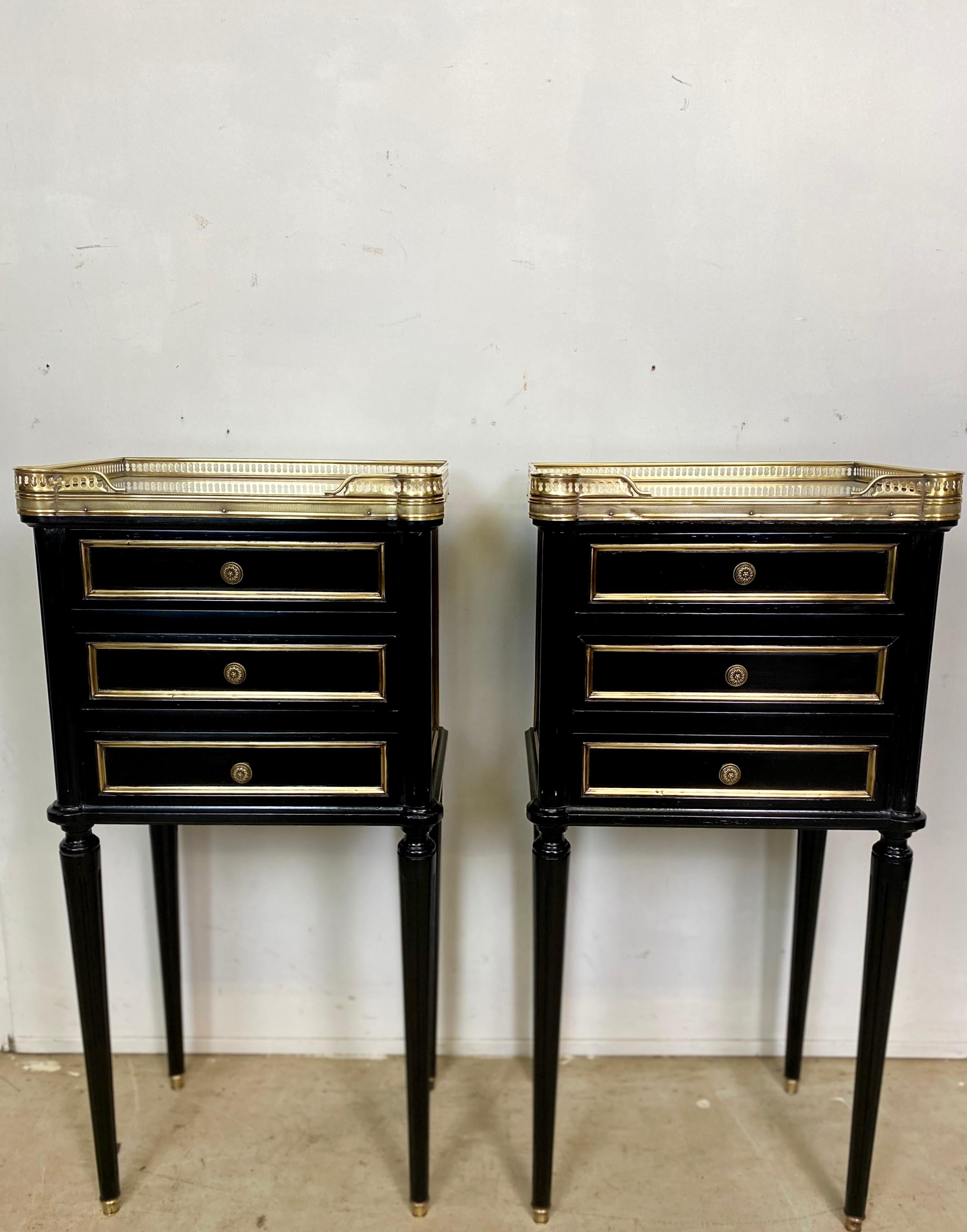 Pair of French Empire Ebonized Nightstands In Excellent Condition In Chulmleigh, Devon