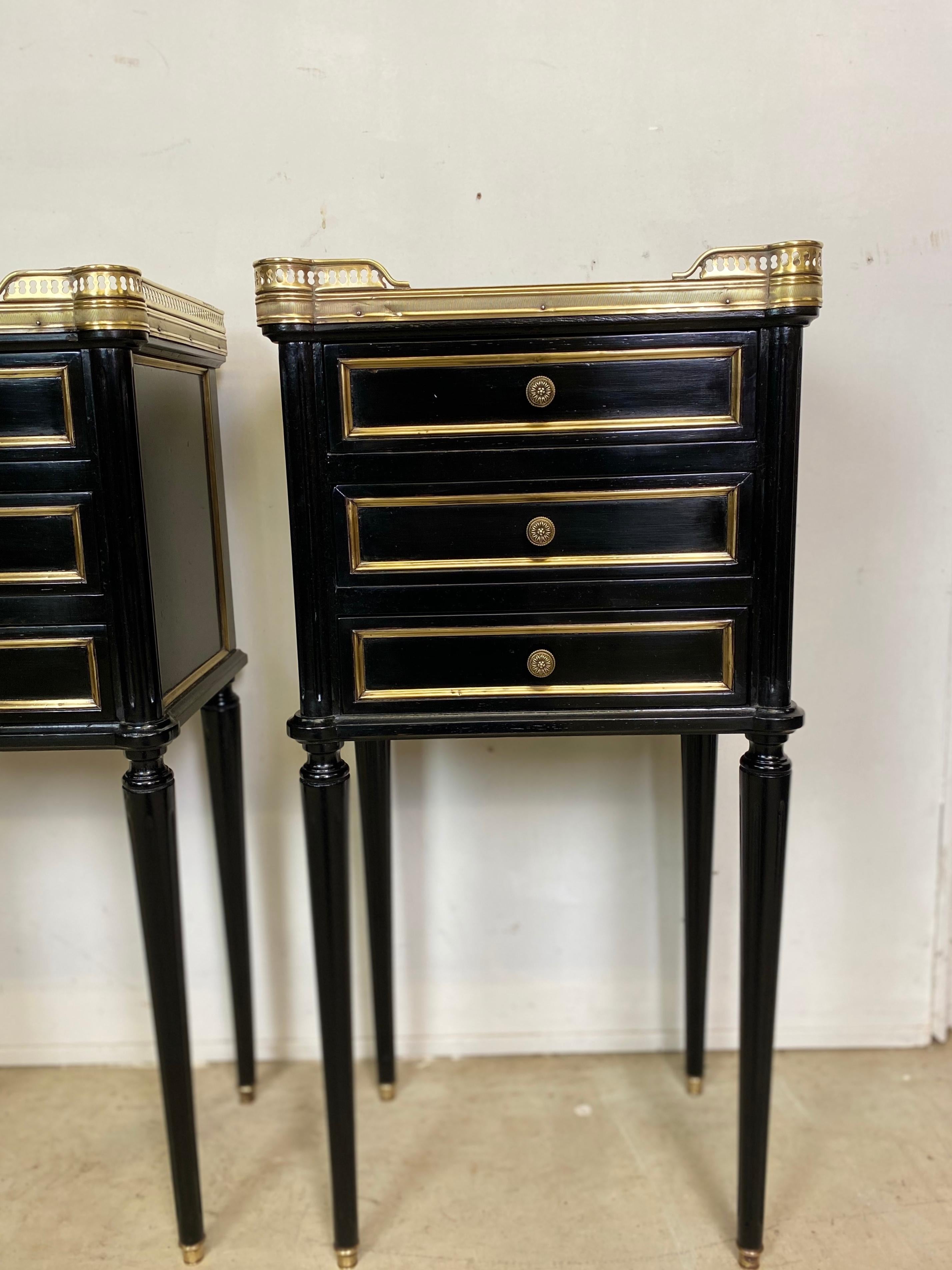 Pair of French Empire Ebonized Nightstands 1