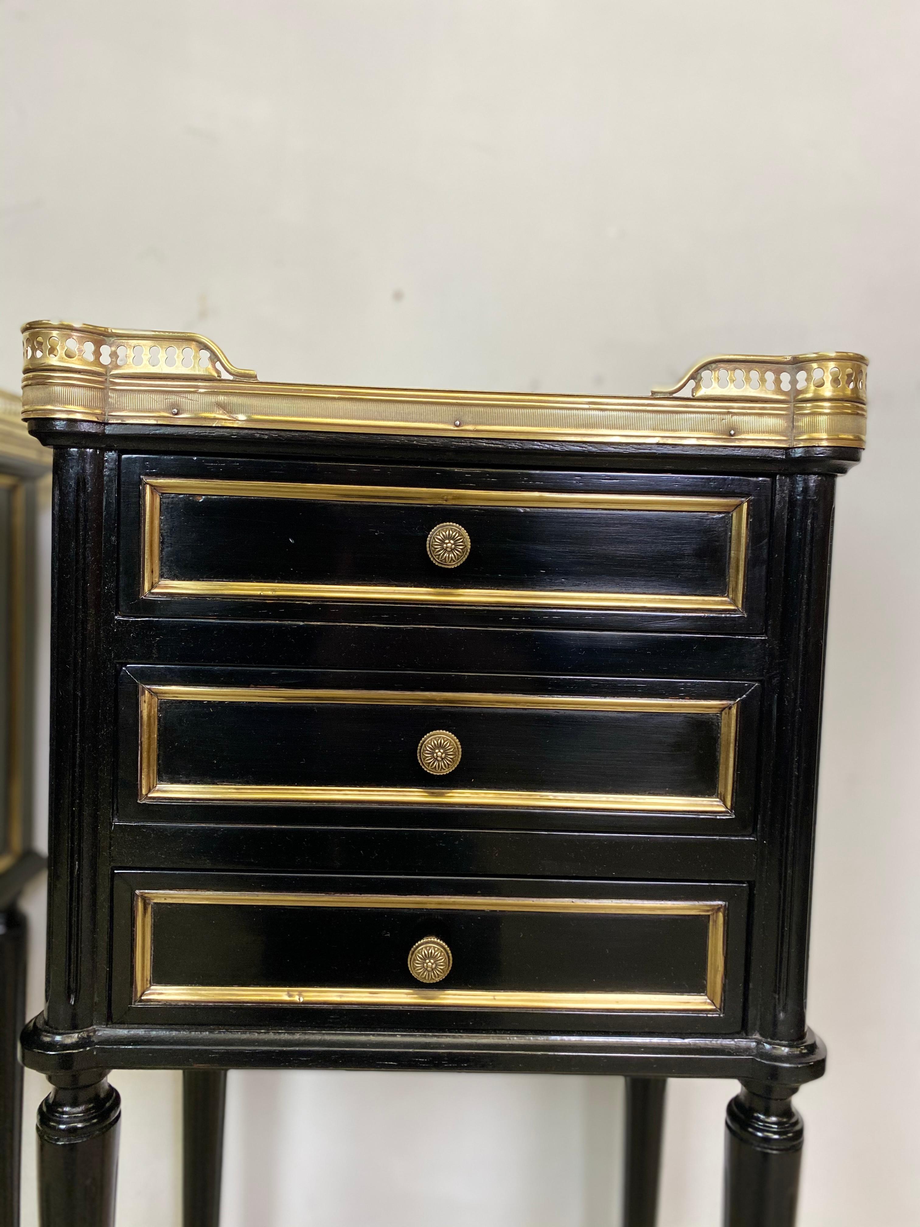 Pair of French Empire Ebonized Nightstands 2