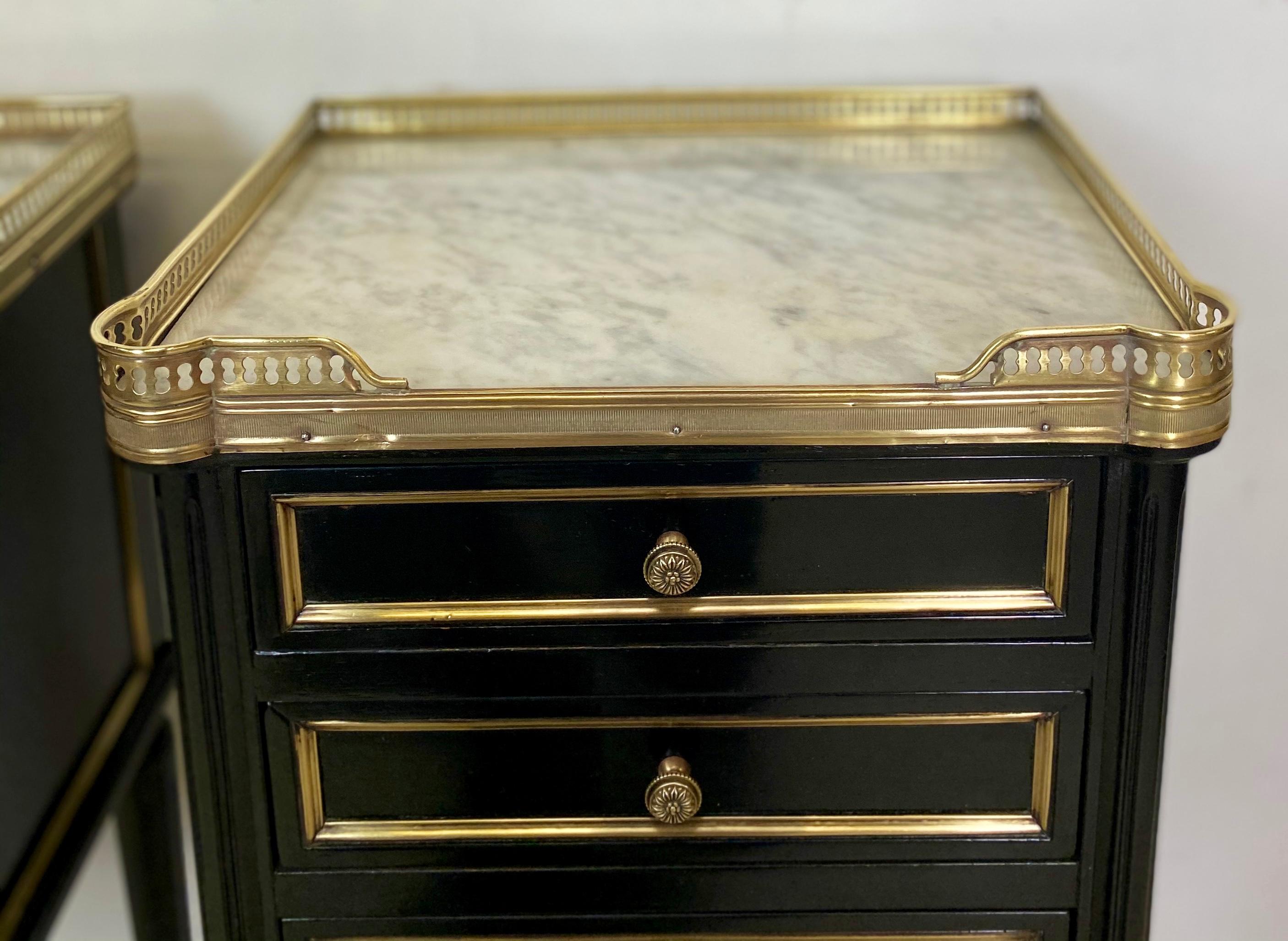 Pair of French Empire Ebonized Nightstands 3
