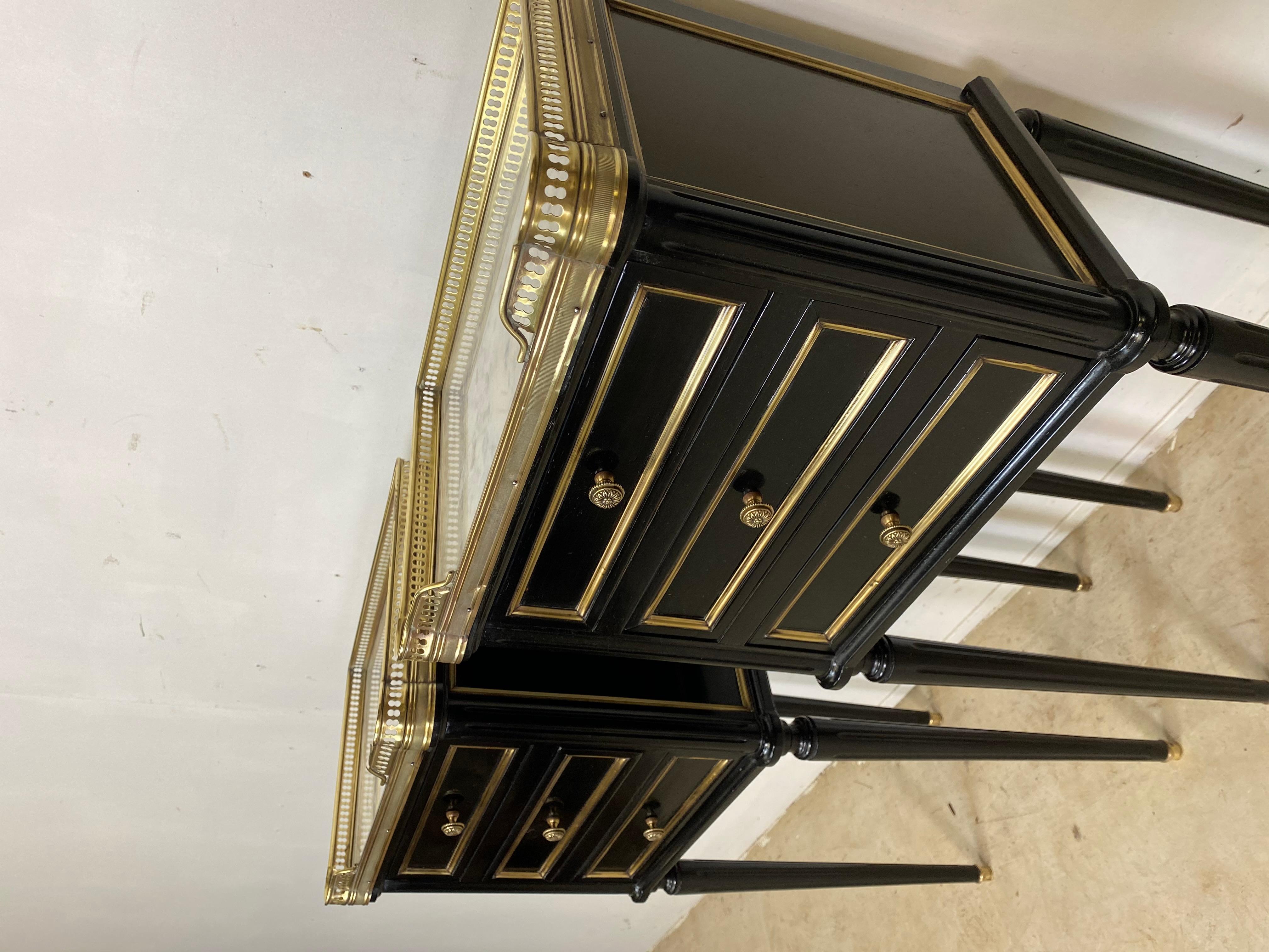 Pair of French Empire Ebonized Nightstands 4