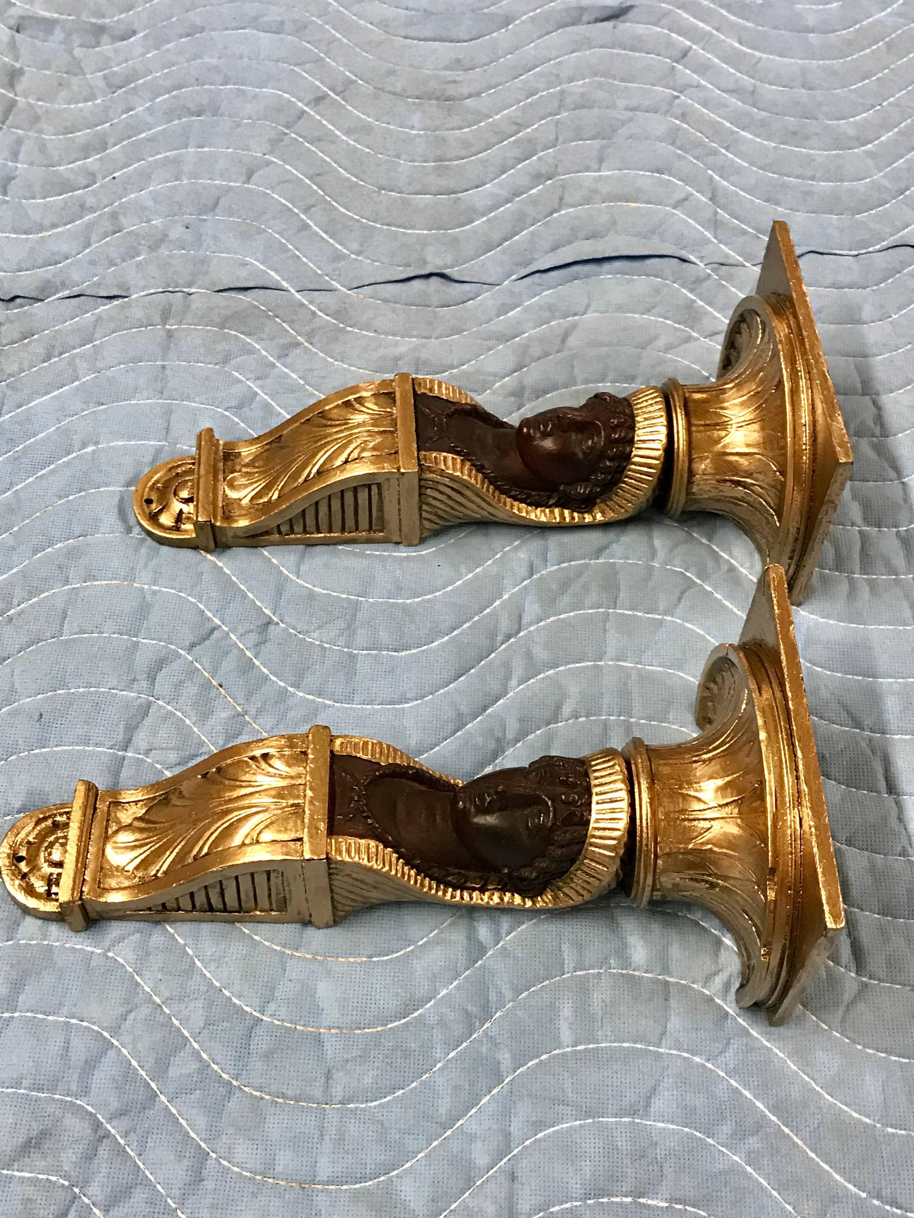 Empire Revival Pair of French Empire Egyptian Motif Wall Brackets