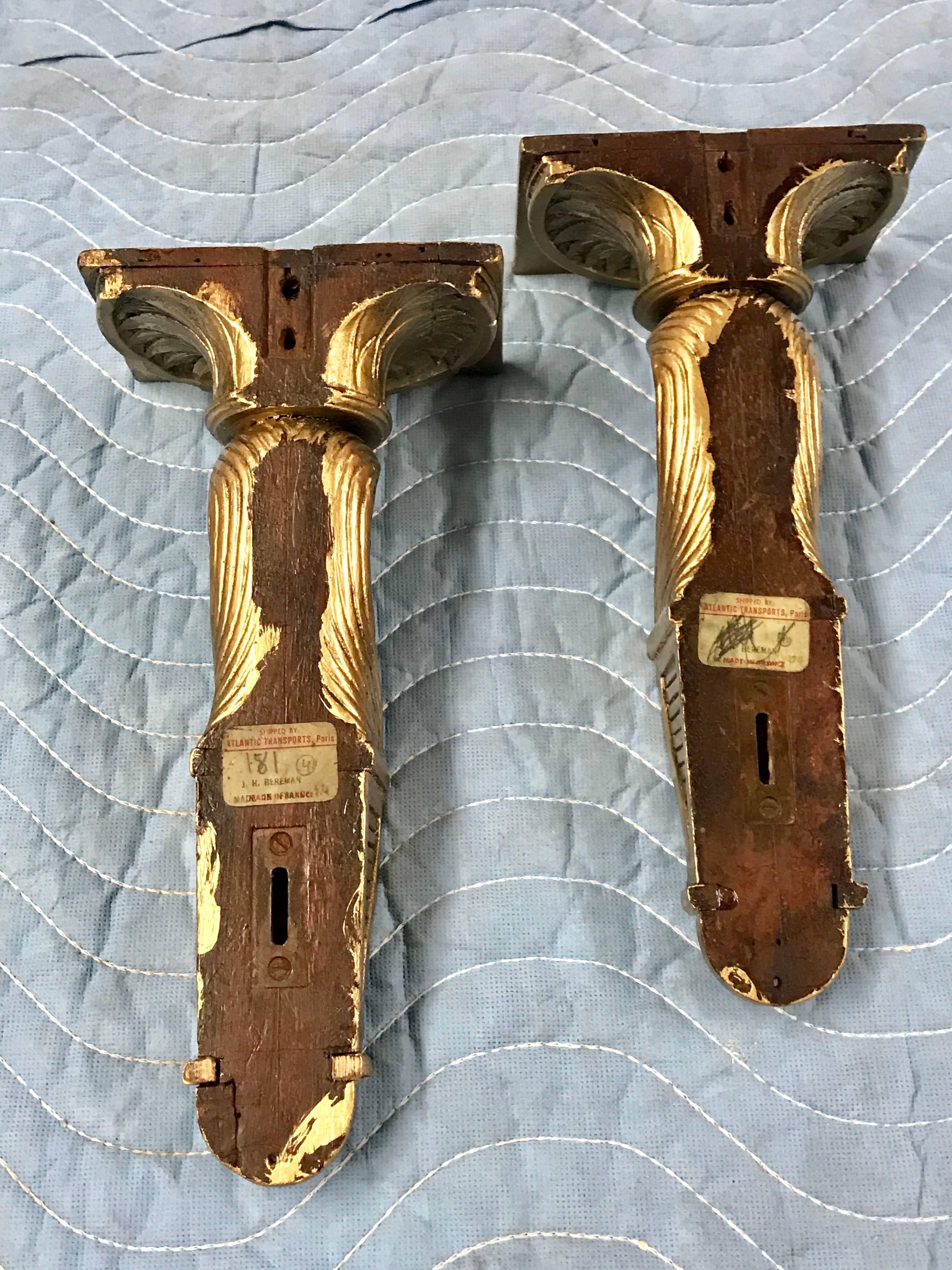 Pair of French Empire Egyptian Motif Wall Brackets In Excellent Condition In Atlanta, GA