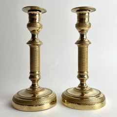 Pair of French Empire Gilt Bronze Candlesticks, 1820s