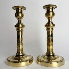 Paire de chandeliers Empire en bronze doré, années 1820