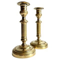 Pair of French Empire Gilt Bronze Candlesticks, 1820s