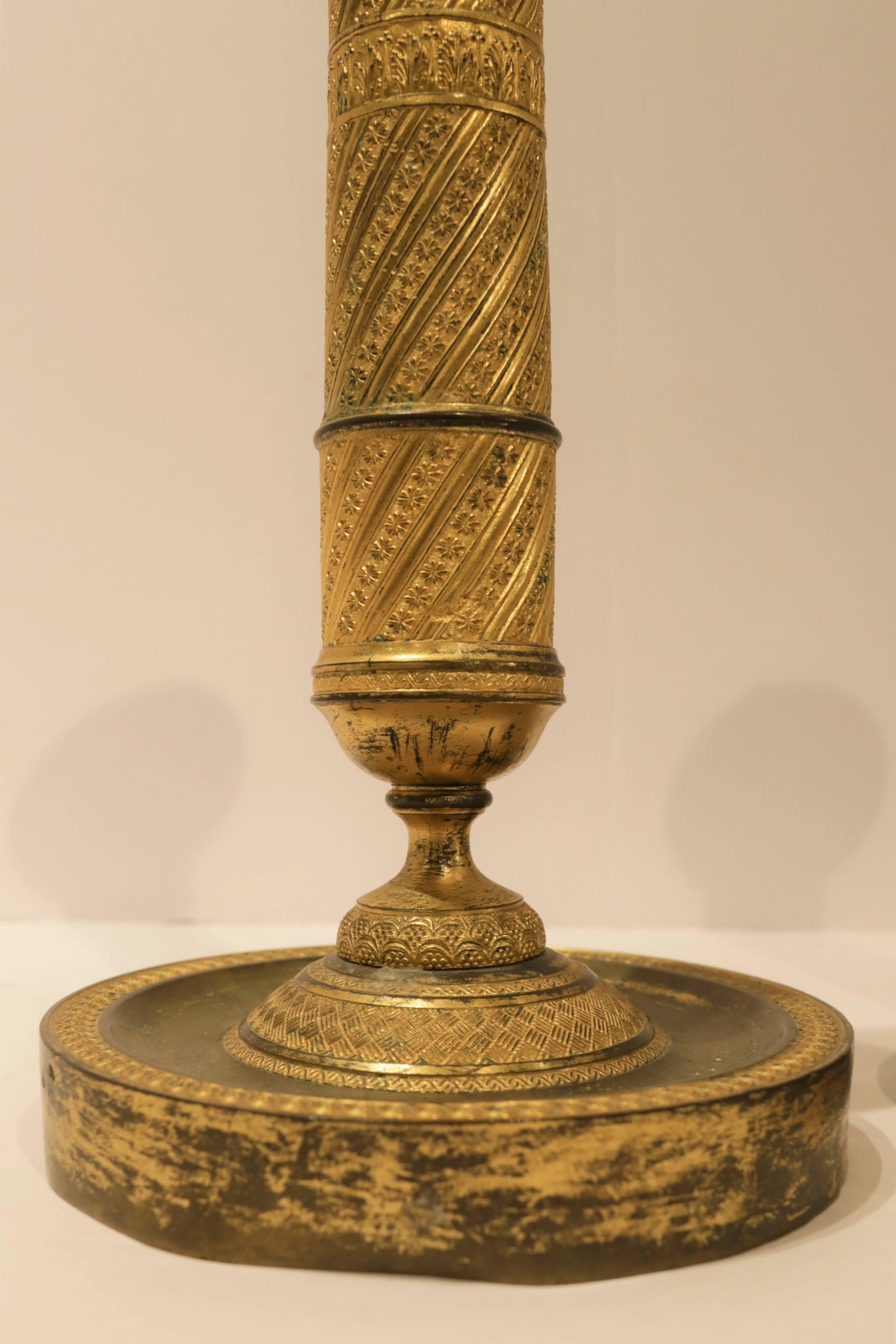Pair of French Empire Gilt Bronze Candlesticks (Französisch)