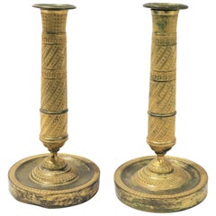 Pair of French Empire Gilt Bronze Candlesticks