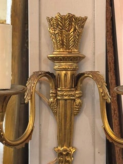 Pair of French Empire Gilt Bronze Empire Sconces