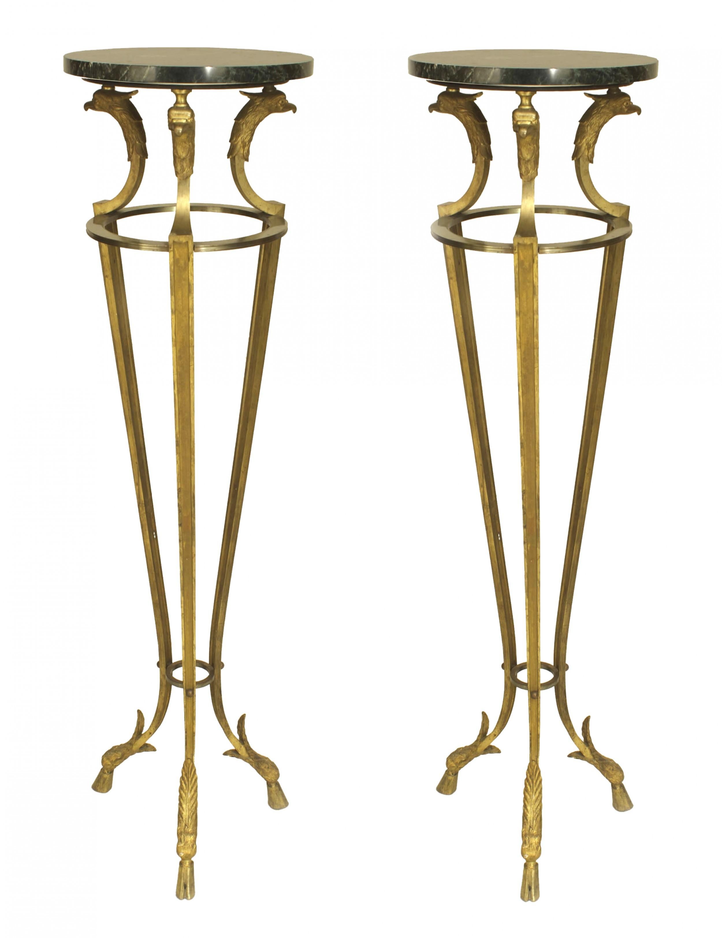 Late 20th Century Pair of French Empire Gilt Bronze Pedestals For Sale