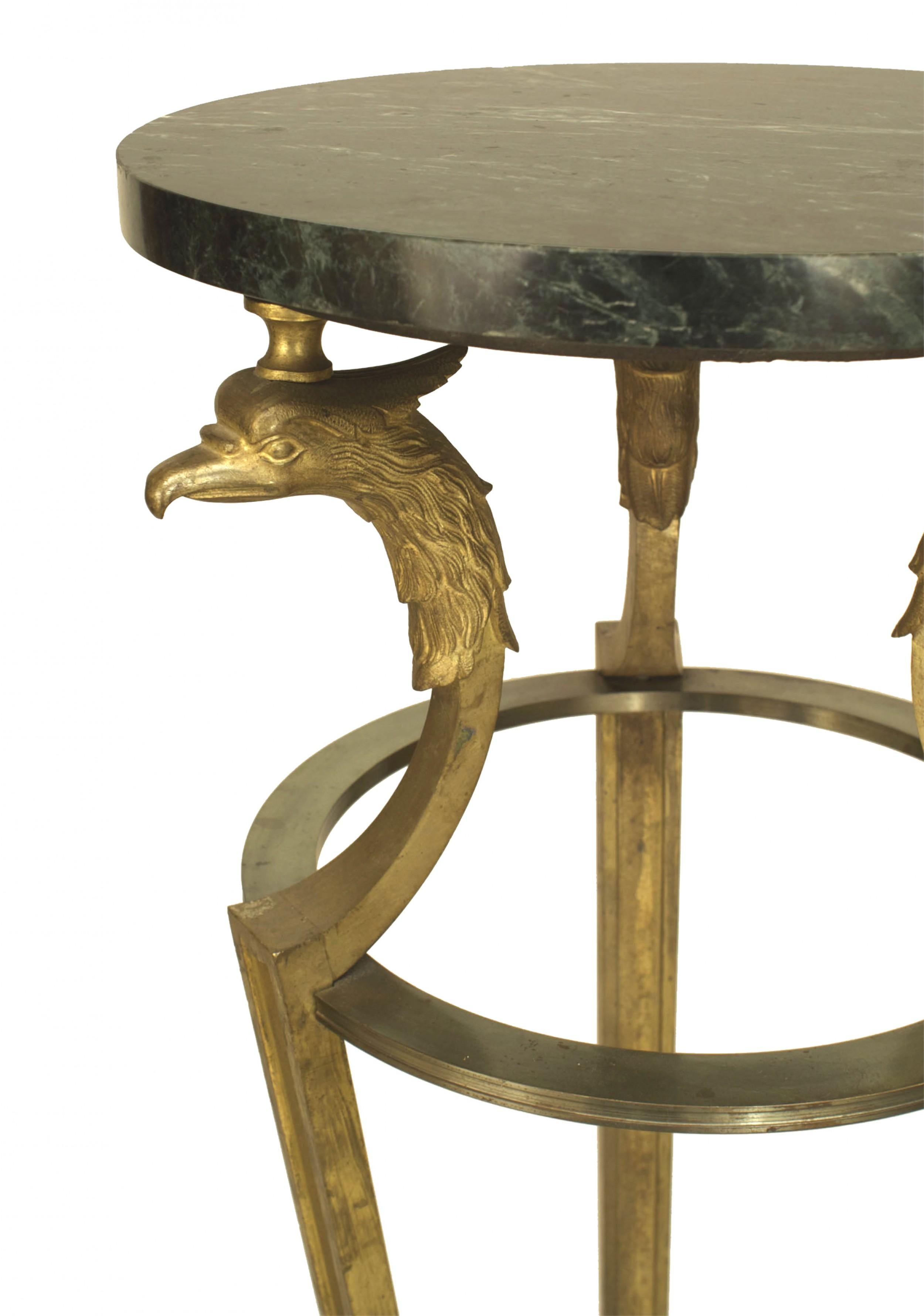 Marble Pair of French Empire Gilt Bronze Pedestals For Sale