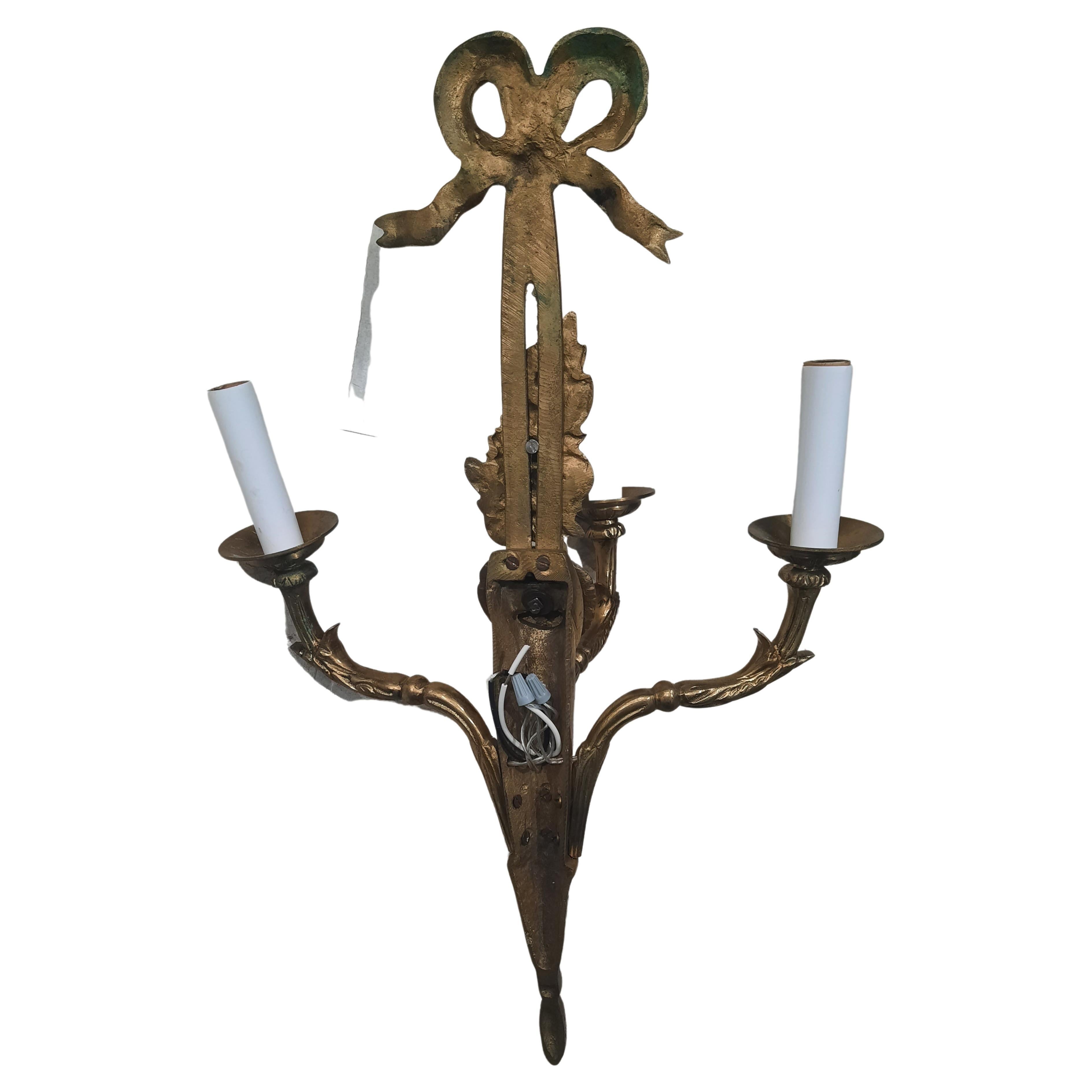 Pair of French Empire Gilt Bronze Sconces For Sale 1