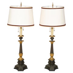 Pair Of French Empire Gilt Bronze Table Lamps