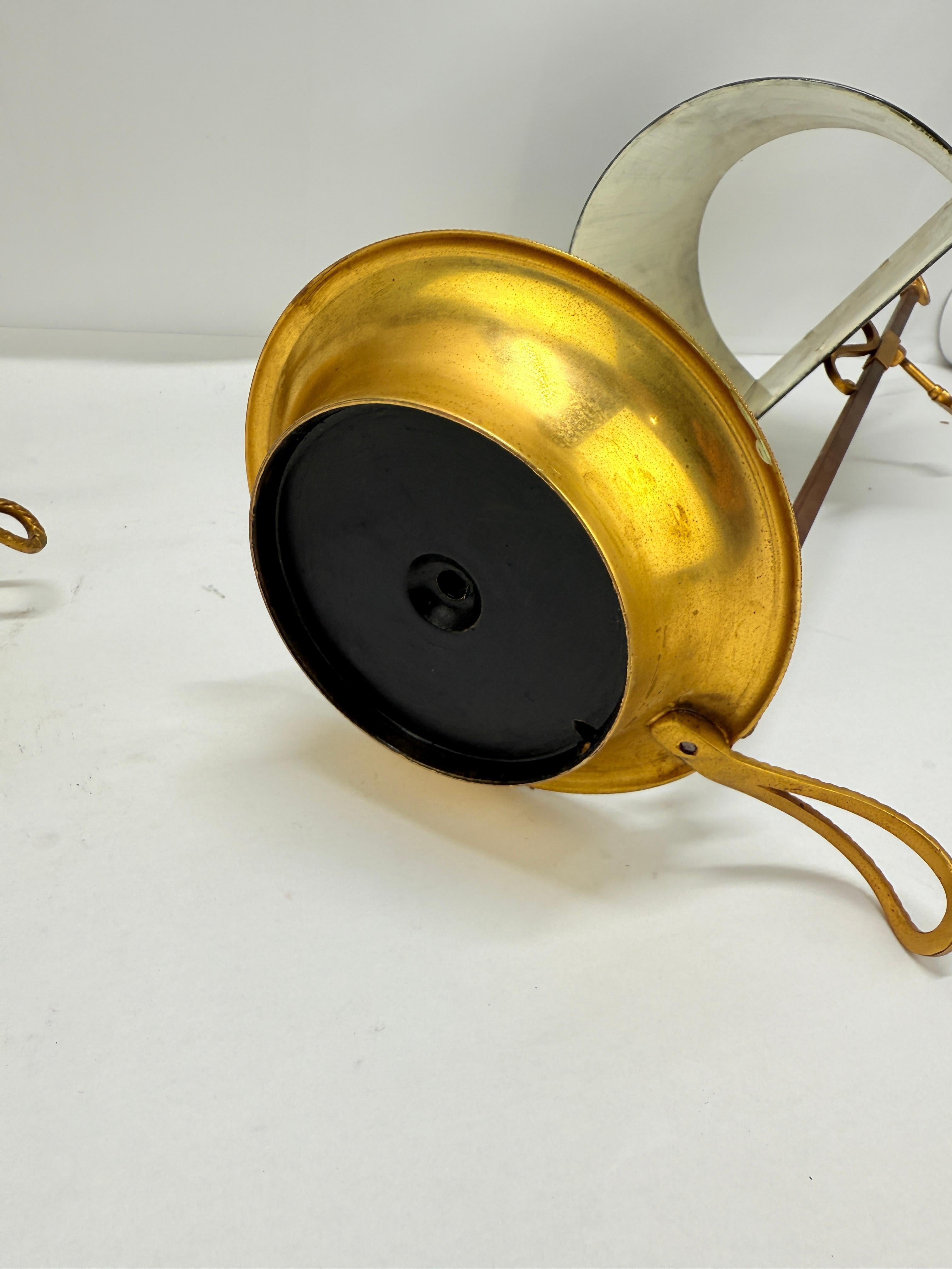 Pair of French Empire Gilt-Bronze & Tole Bouillotte Candlesticks, E 20th Century in vendita 2