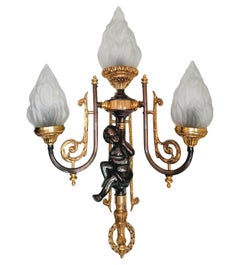 Pair of French Empire Gilt Bronze Wall Sconces with Cherub Putti – Napoleon III