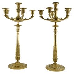 Pair of French Empire Gilt Candelabra, Early 19th C