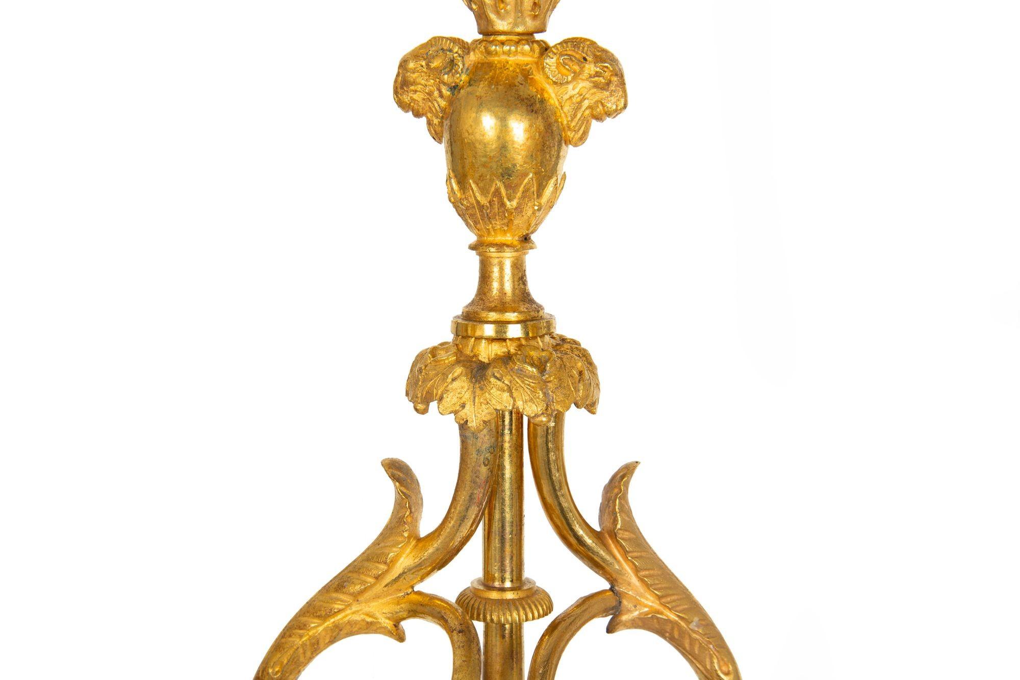 Pair of French Empire Gilt Patinated Bronze Three-Light Candelabra ca. 1815 For Sale 14