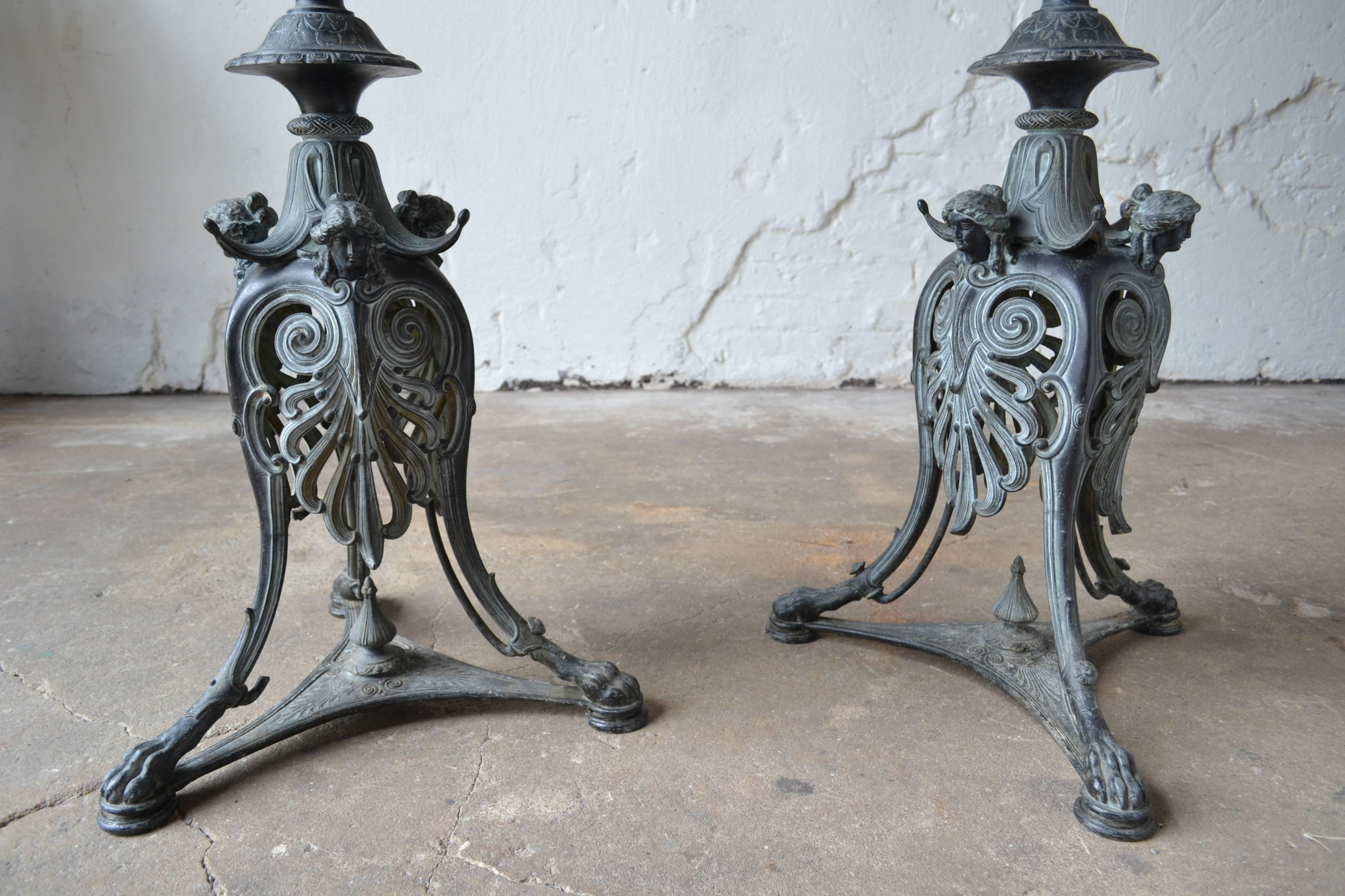 Pair of French Empire Gueridons in Bronze, 1830s In Good Condition For Sale In Helsingborg, SE