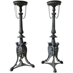 Pair of French Empire Gueridons in Bronze, 1830s