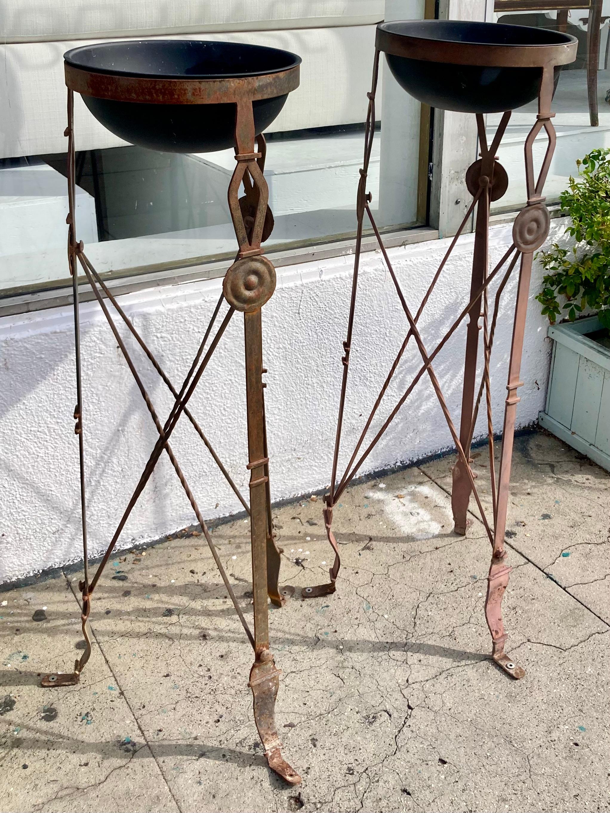 Pair of French Empire Iron Plant Stands In Excellent Condition For Sale In Los Angeles, CA