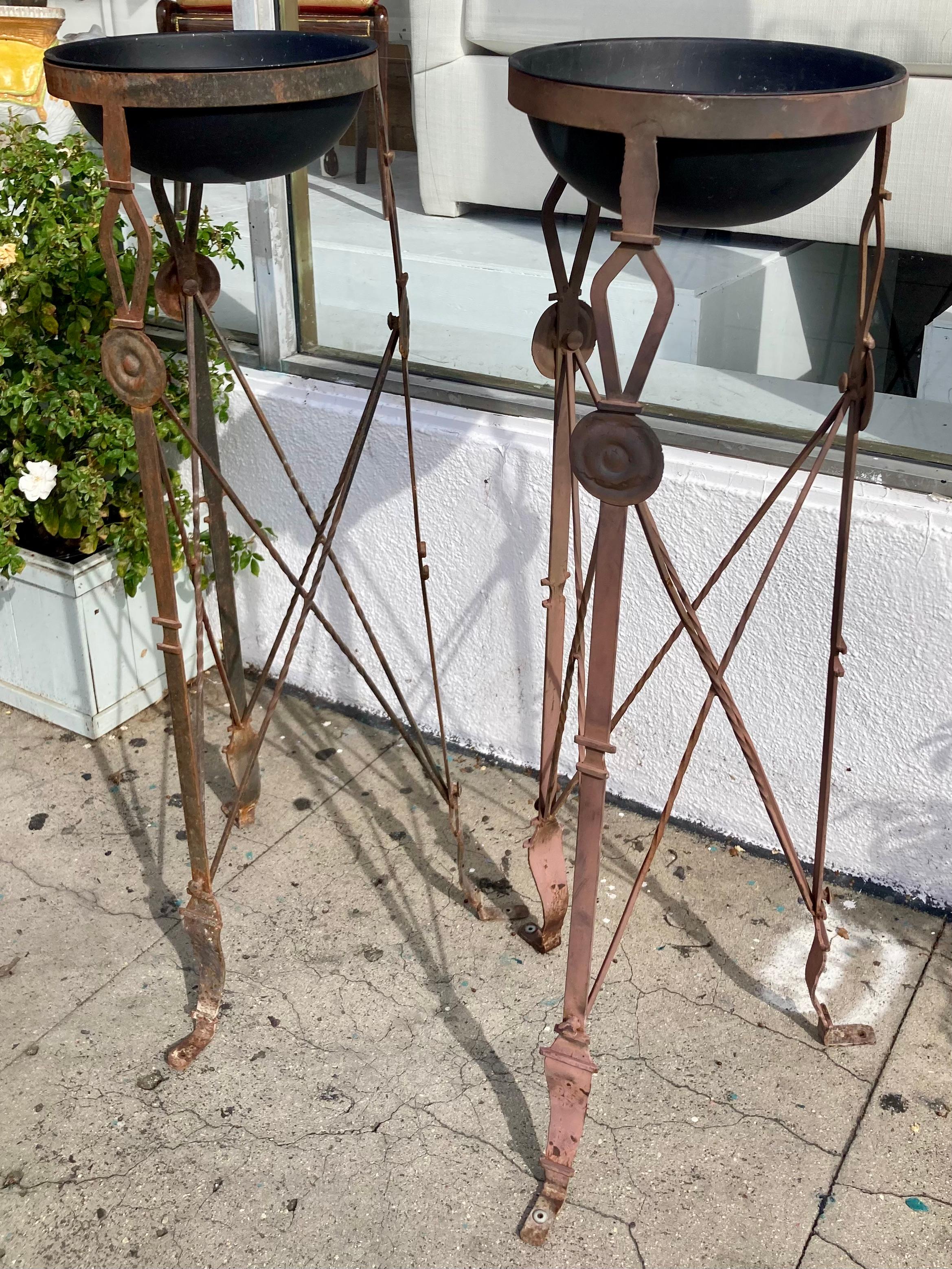 Pair of French Empire Iron Plant Stands For Sale 1