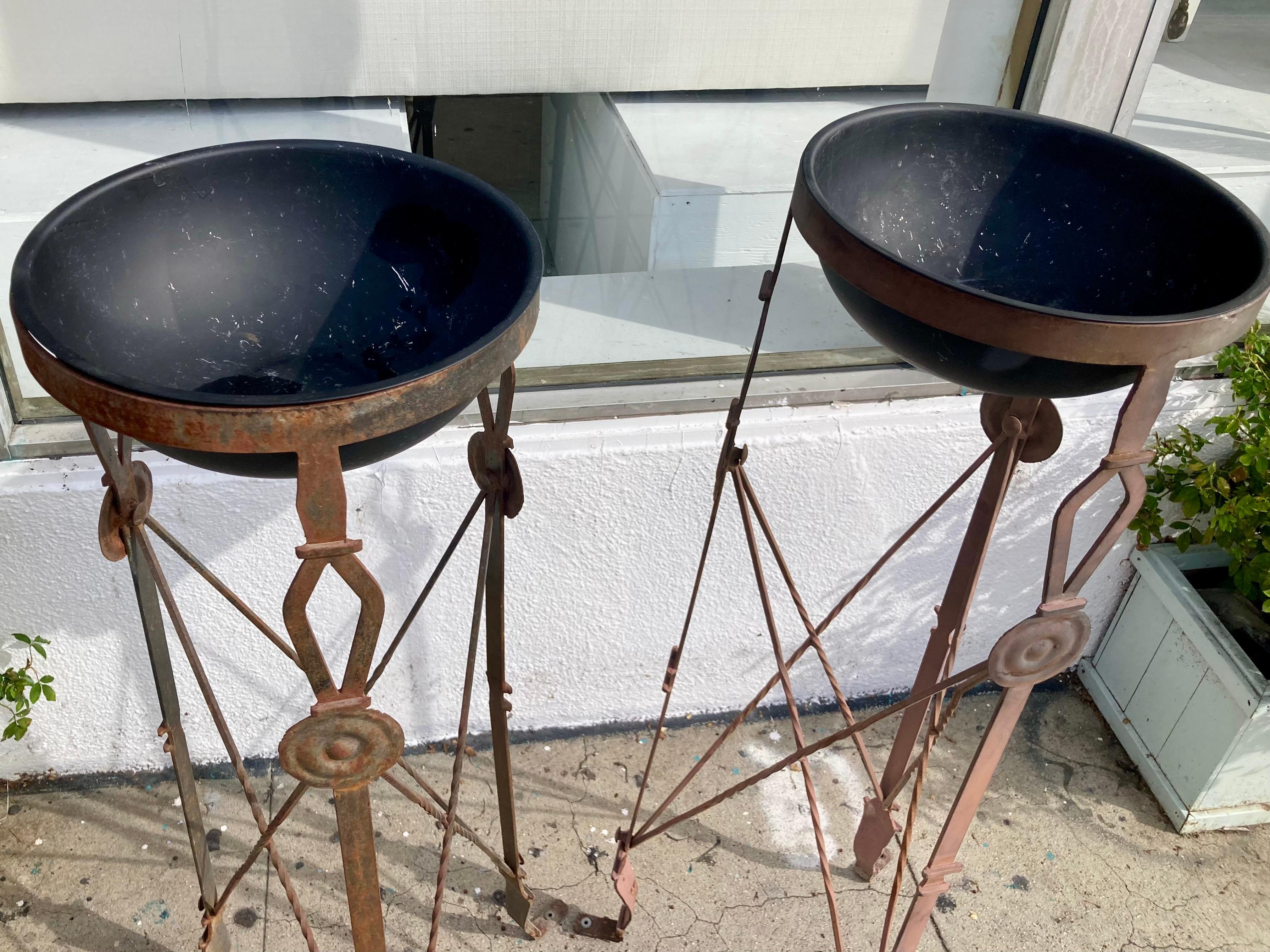 Pair of French Empire Iron Plant Stands For Sale 2