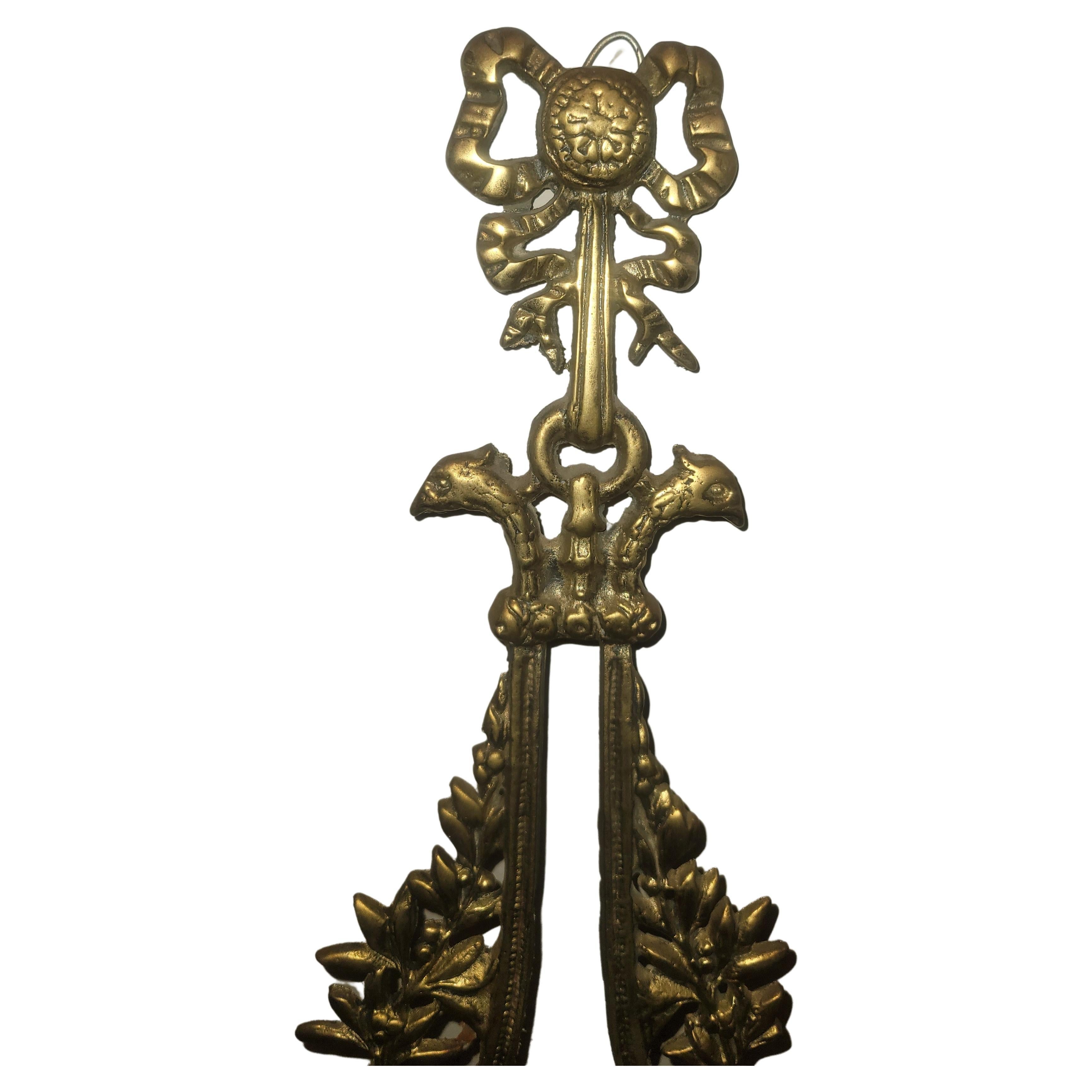 20th Century Pair of French Empire Louis XV 3-Arm Bronze Candle Sconces, circa 1910s For Sale