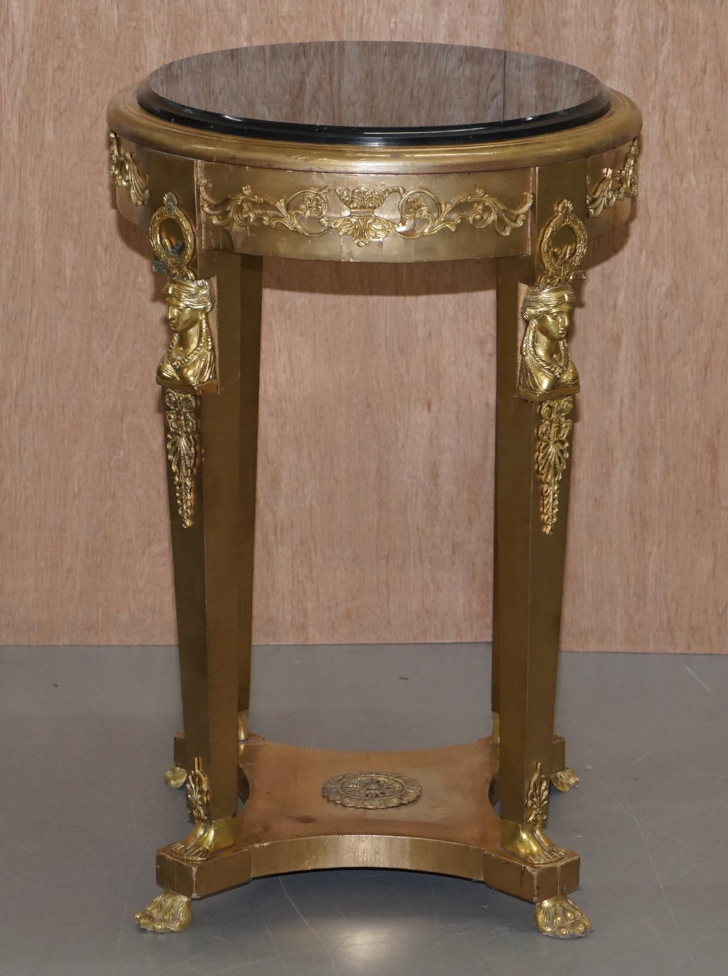 Paar französische Empire-Büstenständer aus vergoldetem Holz und Marmor, Louis-XVI.-Stil, Jardinire im Angebot 6