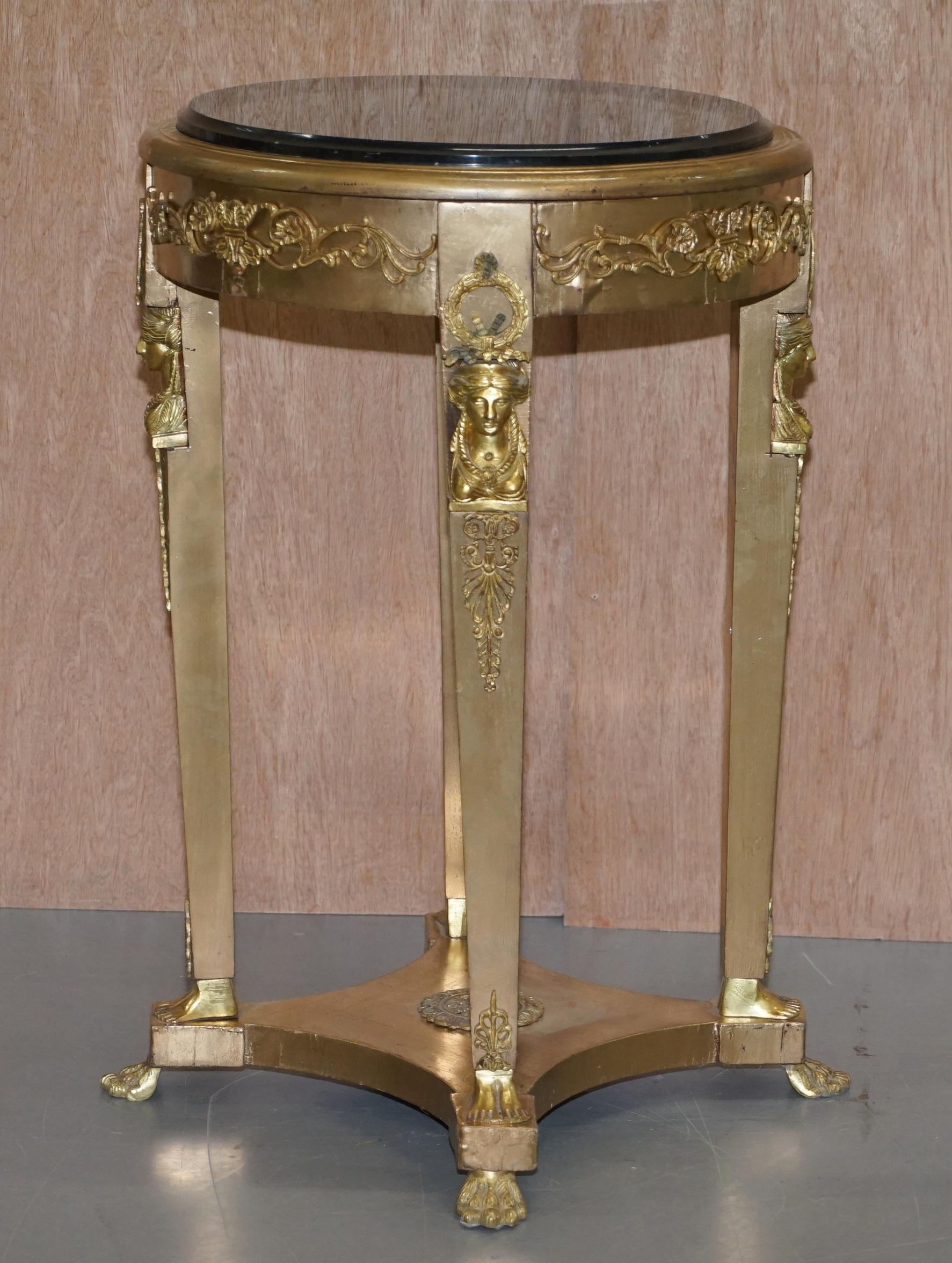Paar französische Empire-Büstenständer aus vergoldetem Holz und Marmor, Louis-XVI.-Stil, Jardinire im Angebot 7