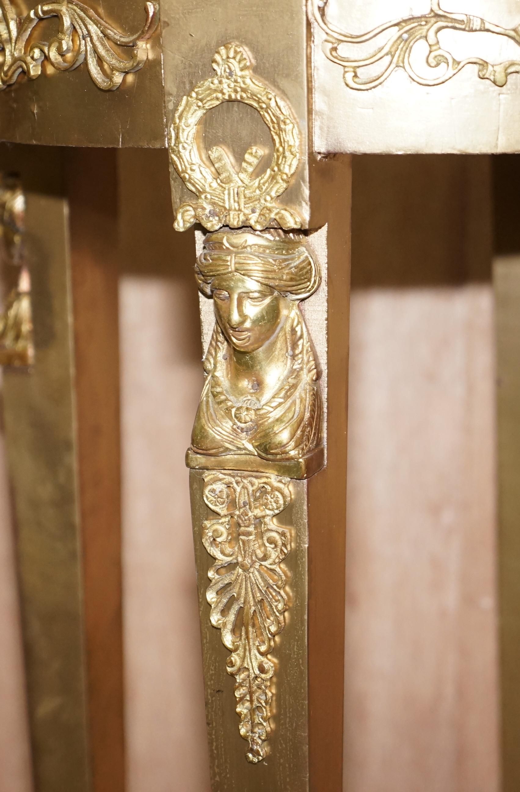 Hand-Crafted Pair of French Empire Louis XVII Giltwood Marble Topped Jardinière Bust Stands