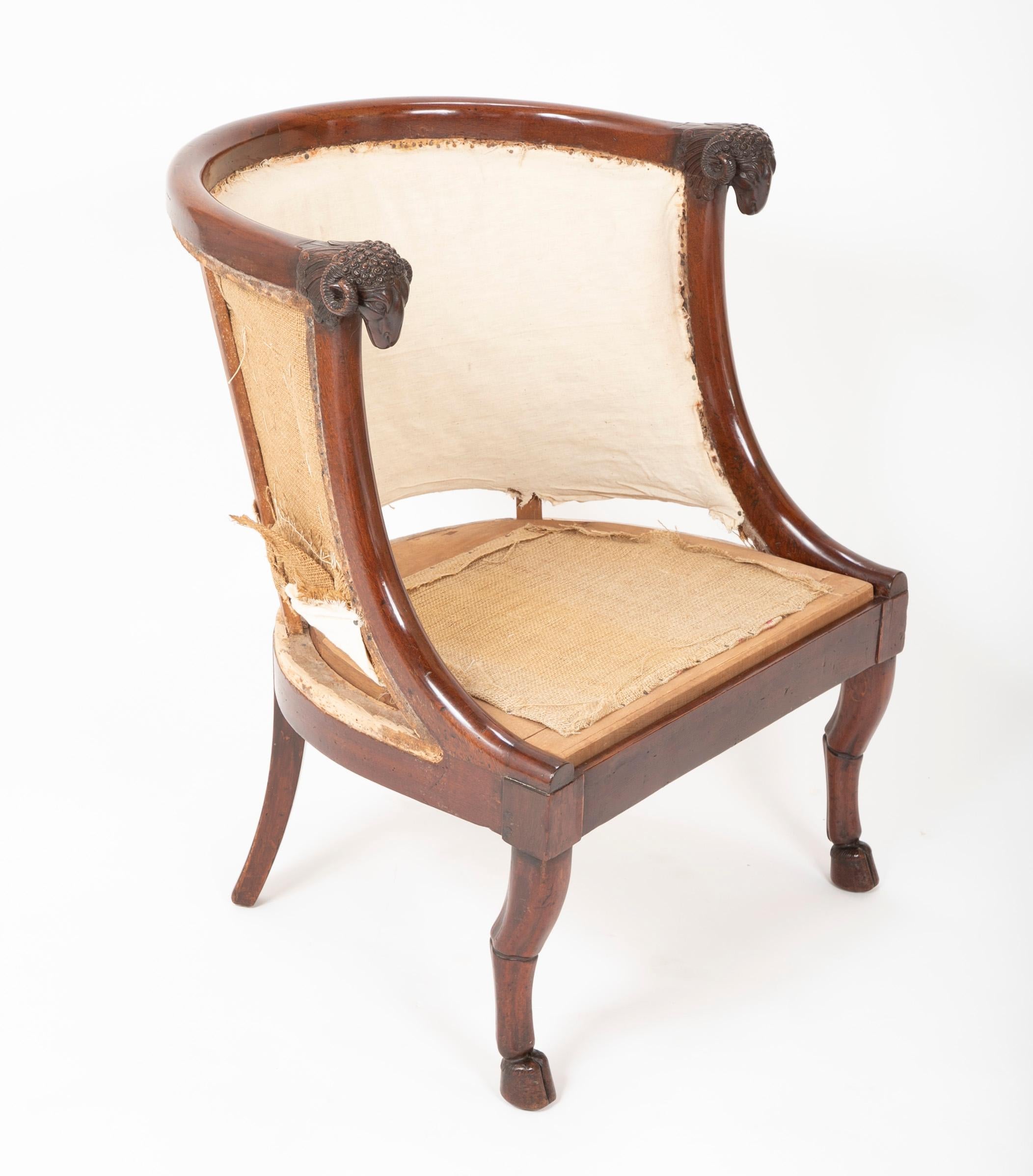 Pair of French Empire Mahogany Armchairs Attributed to Jacob Desmalter For Sale 1