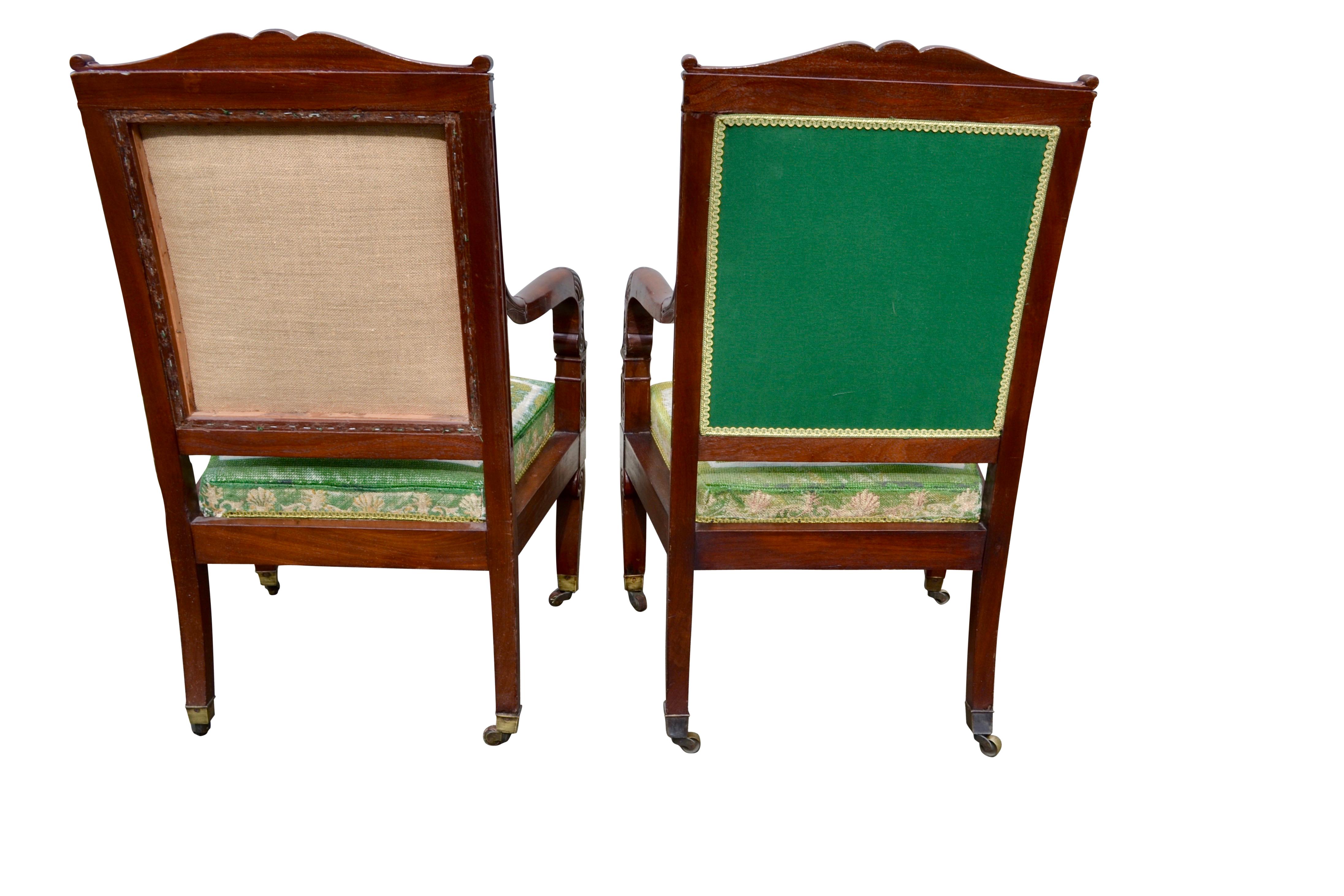 Pair of French Empire Mahogany Armchairs One Stamped J Louis For Sale 4