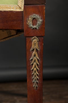 Pair of French Empire Mahogany Armchairs with Bronze Swans, Circa 1870