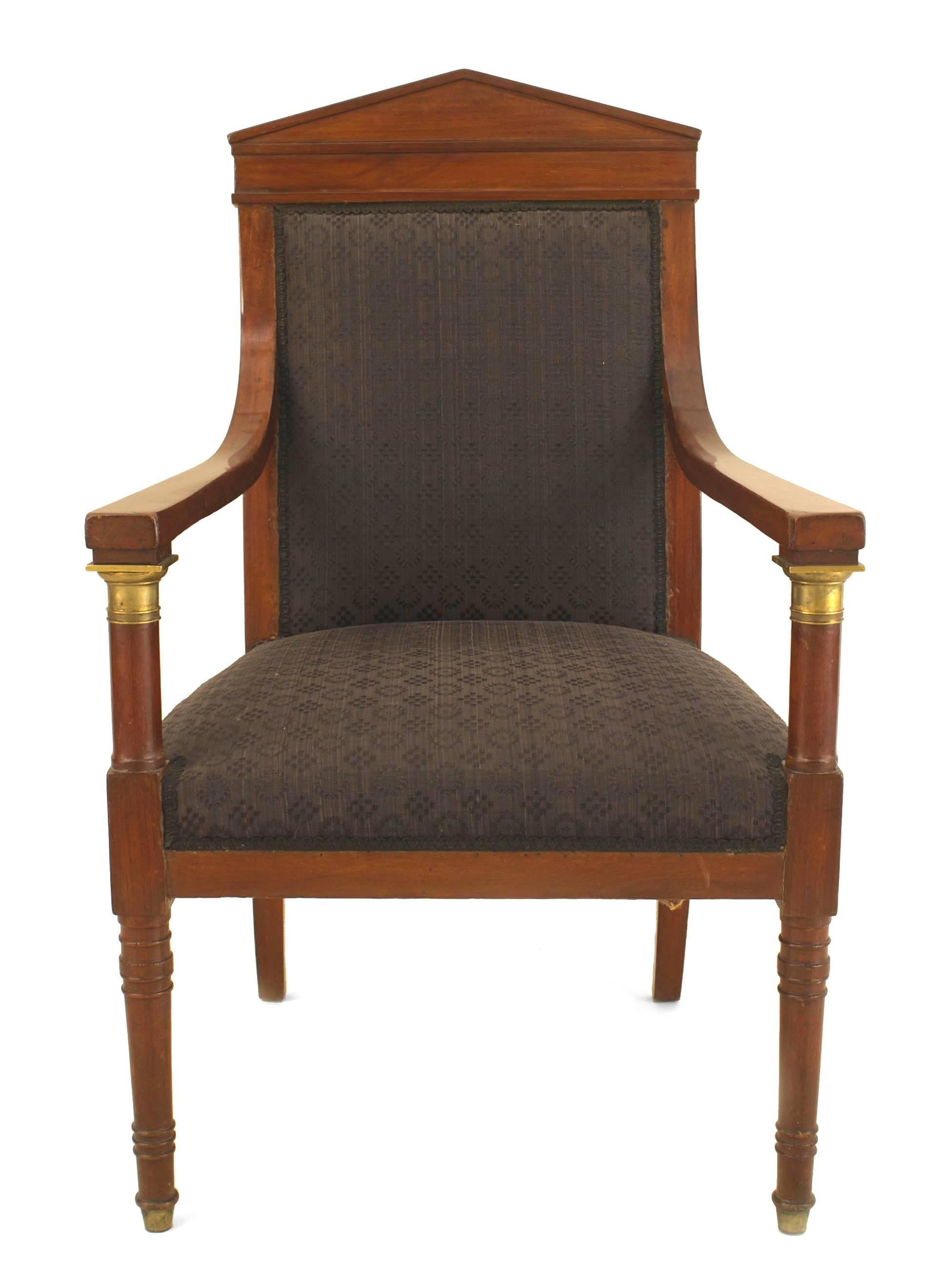 Pair of French Empire Mahogany Open Armchairs, 19th Century In Good Condition In New York, NY