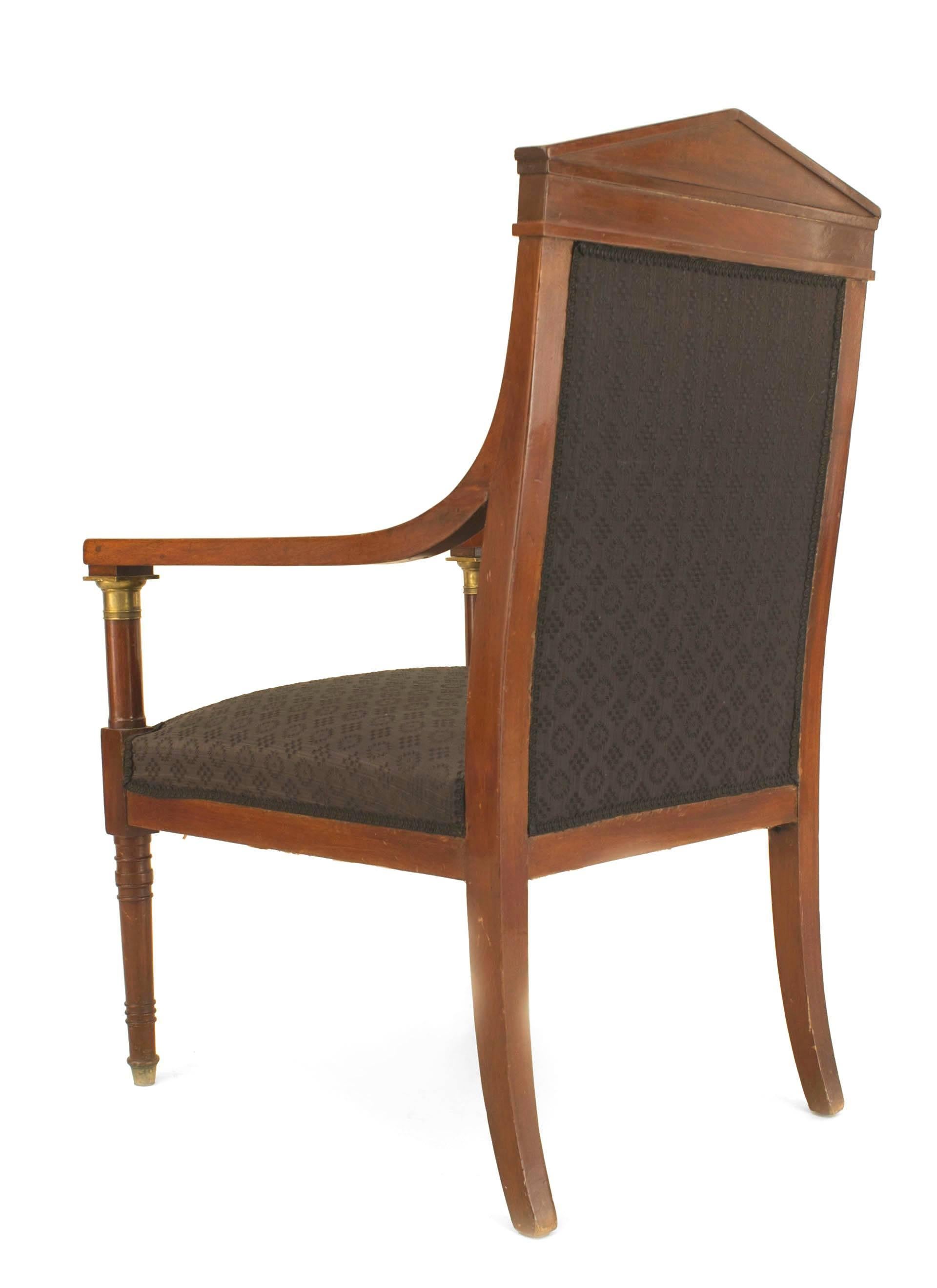 Pair of French Empire Mahogany Open Armchairs, 19th Century 1