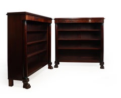 Pair of French Empire Mahogany Open Bookcases, circa 1880
