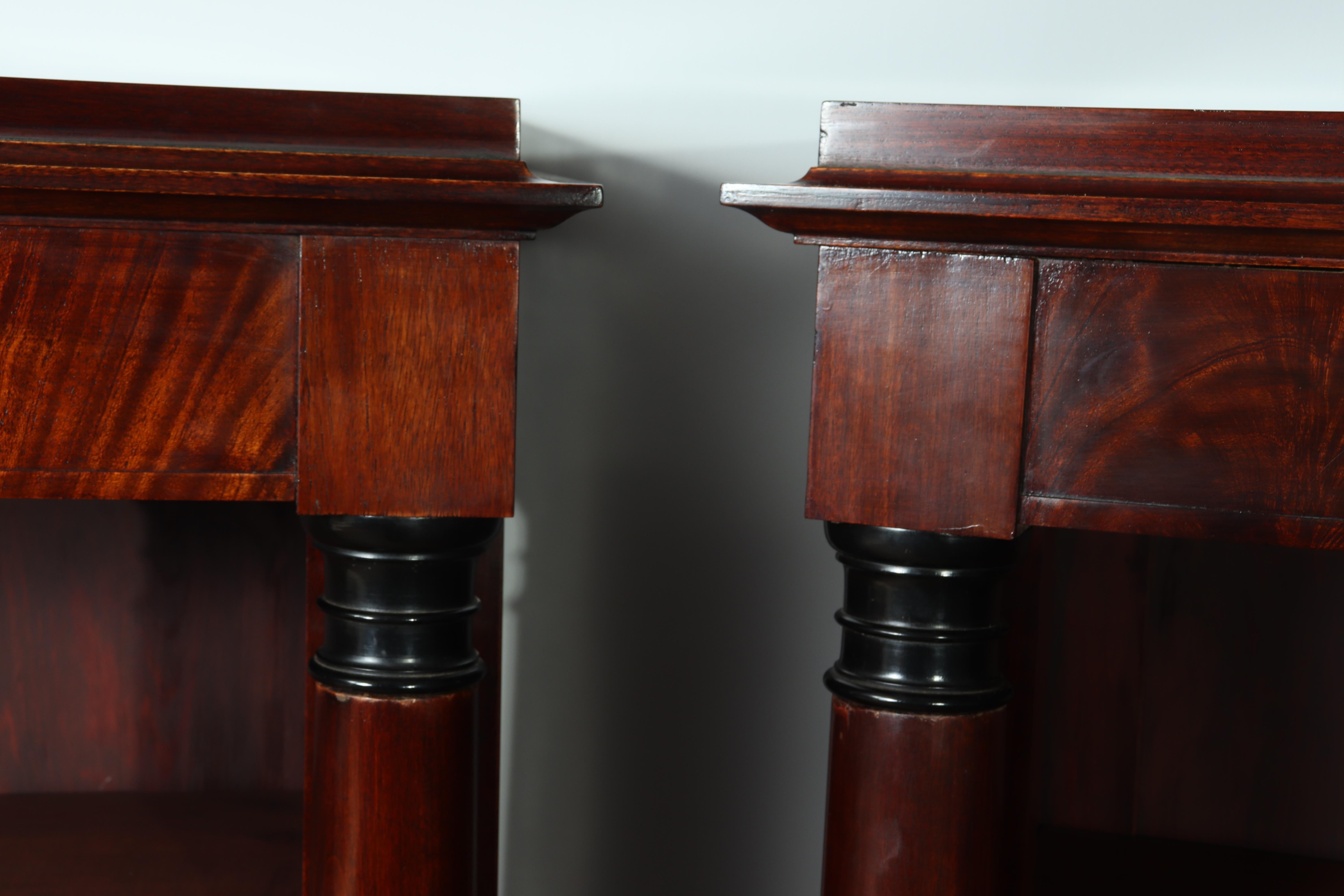 Wood Pair of French Empire Mahogany Open Bookcases, circa 1880 For Sale