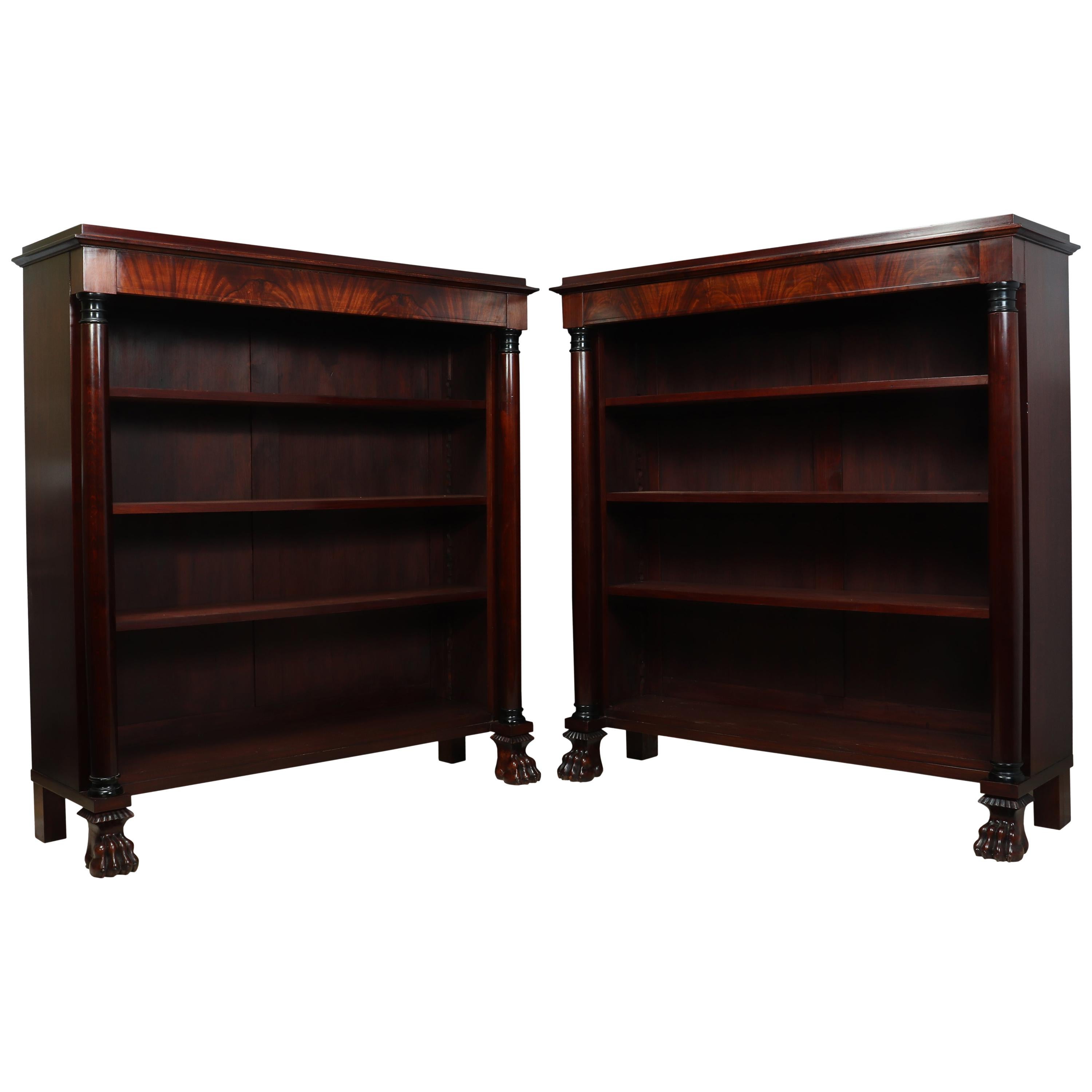 Pair of French Empire Mahogany Open Bookcases, circa 1880 For Sale