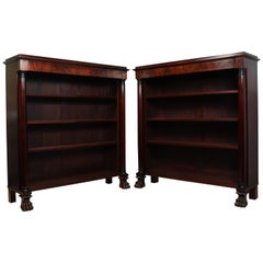 Antique Pair of French Empire Mahogany Open Bookcases, circa 1880