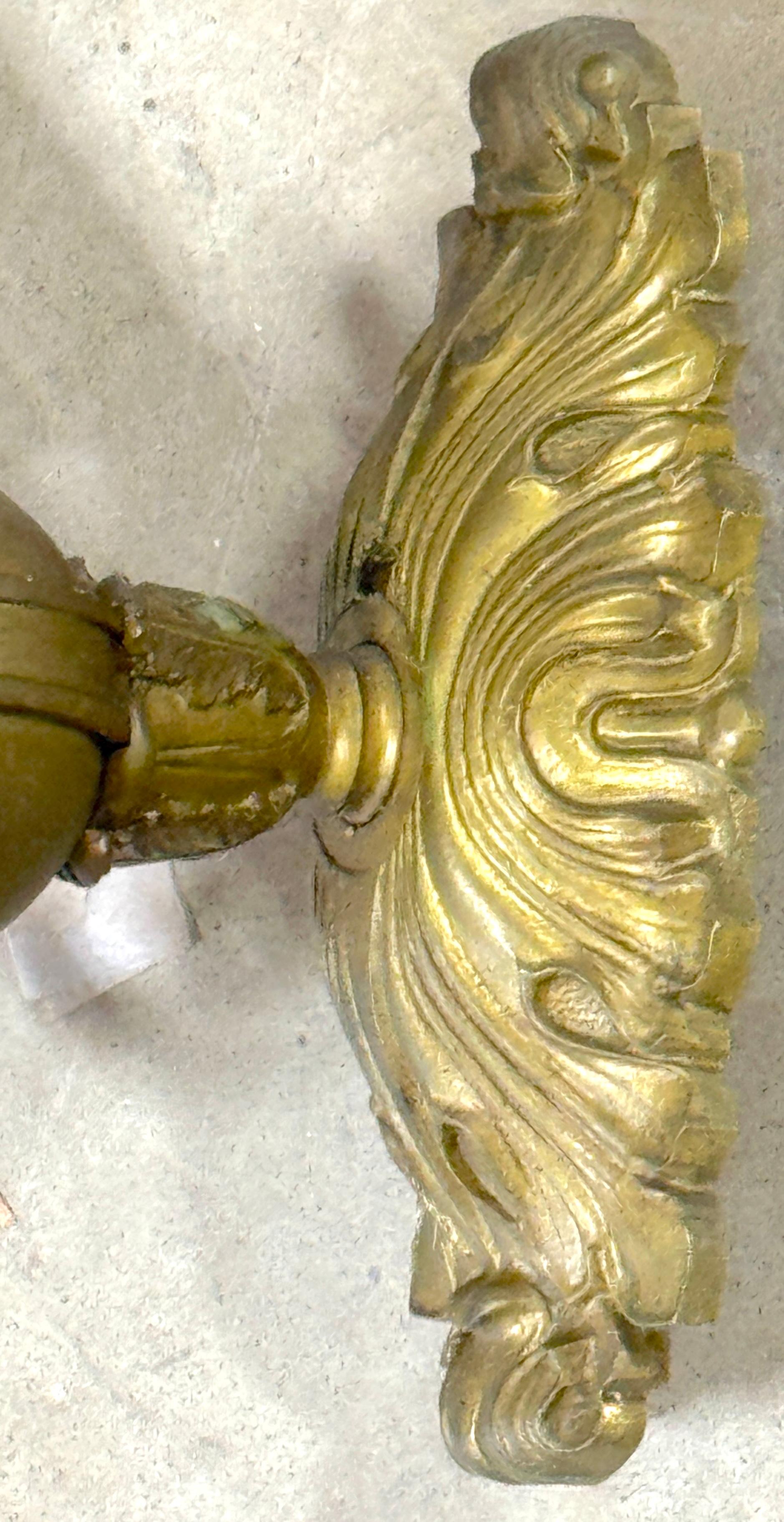 Pair of French Empire Orb Bronze Three-Light Wall Sconces For Sale 4