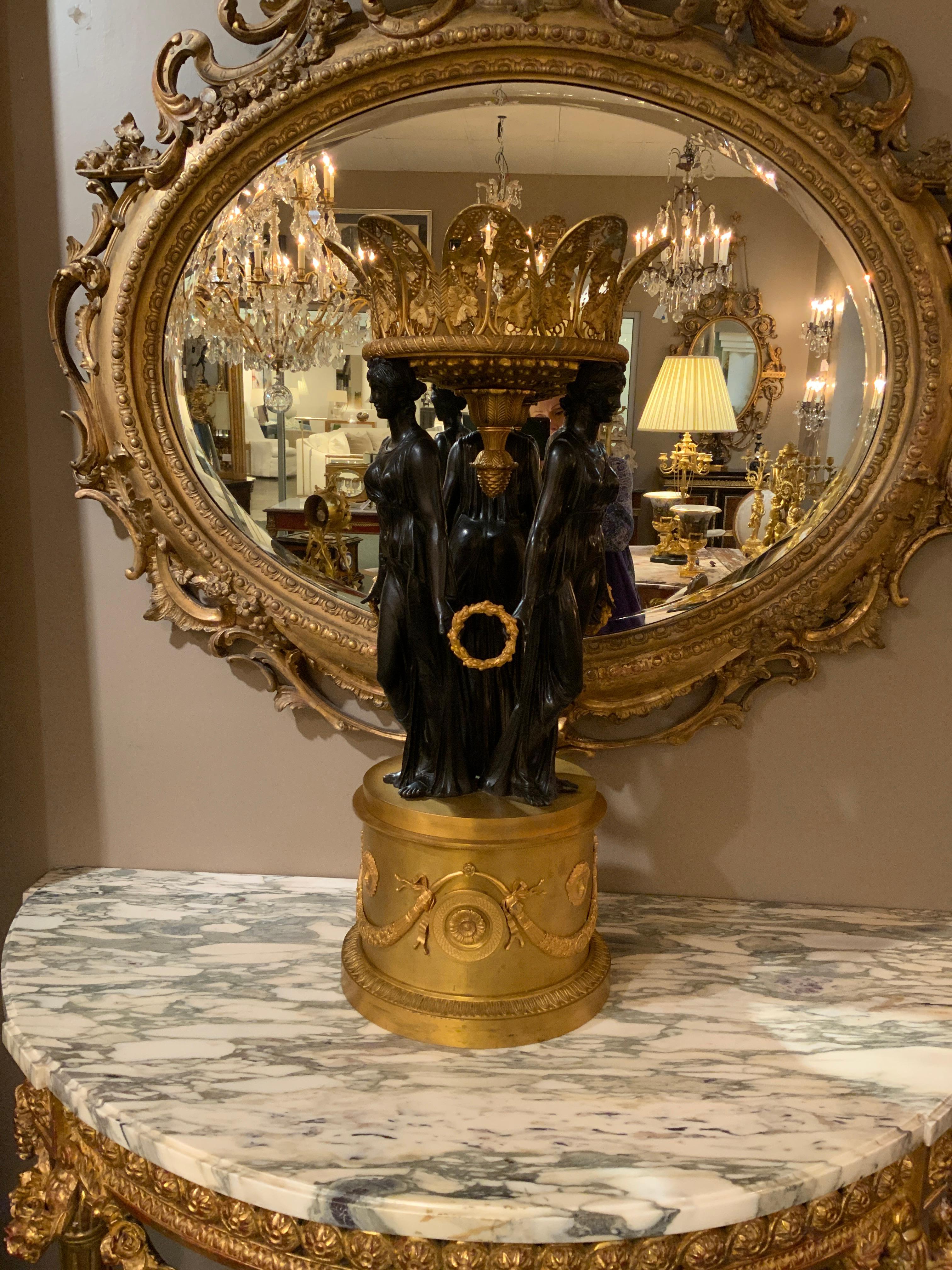 Coppia di  Centrotavola impero francese in ormolu e bronzo patinato in vendita 4