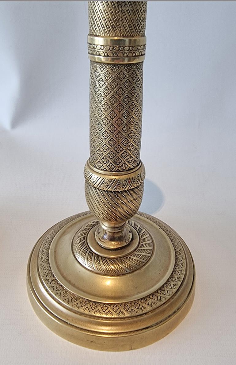 Pair of French Empire Ormolu Candlesticks In Good Condition For Sale In London, GB