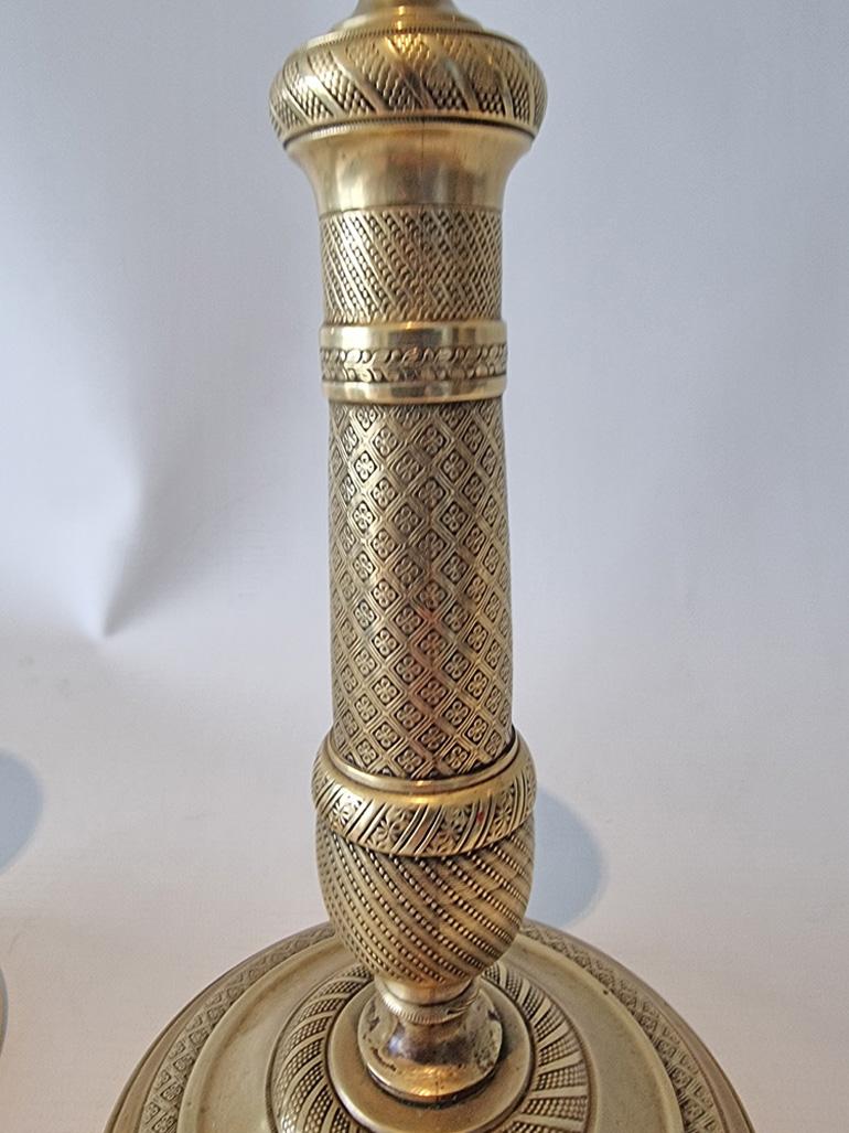 Early 19th Century Pair of French Empire Ormolu Candlesticks For Sale