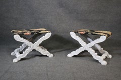 Pair of French Empire Paint Decorated X Form Benches Stools, circa 1960
