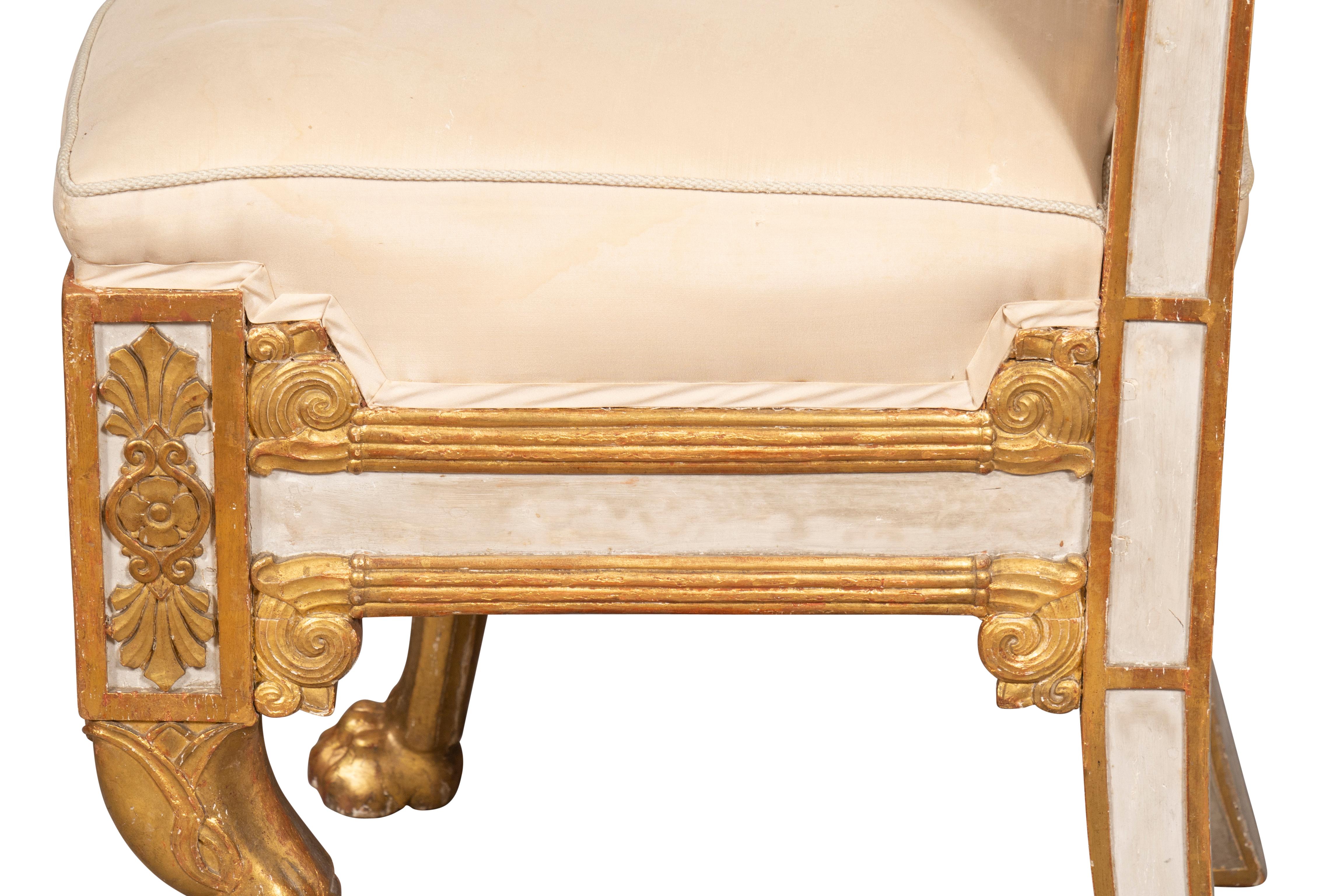 Pair of French Empire Painted and Giltwood Side Chairs 13