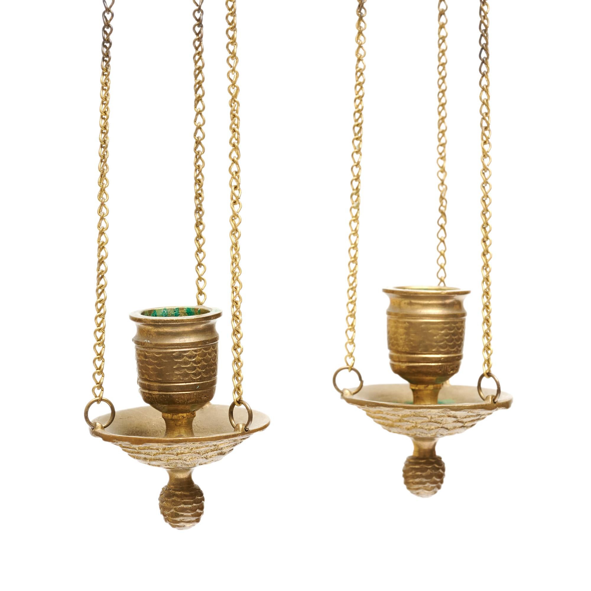 Early 19th Century Pair of French Empire Period Brass Candle Sconces For Sale
