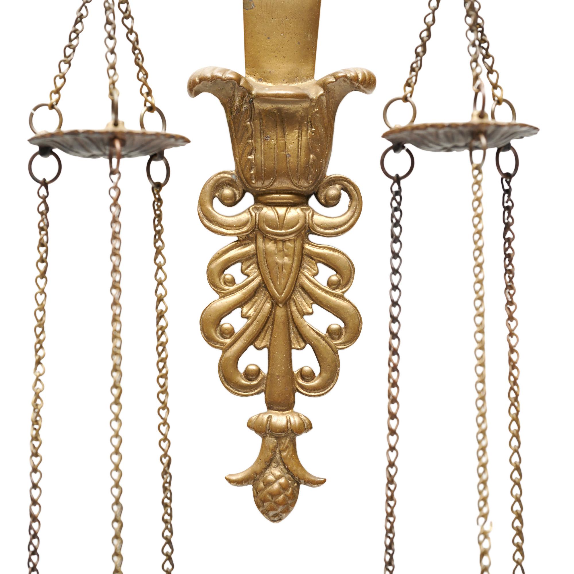Bronze Pair of French Empire Period Brass Candle Sconces For Sale